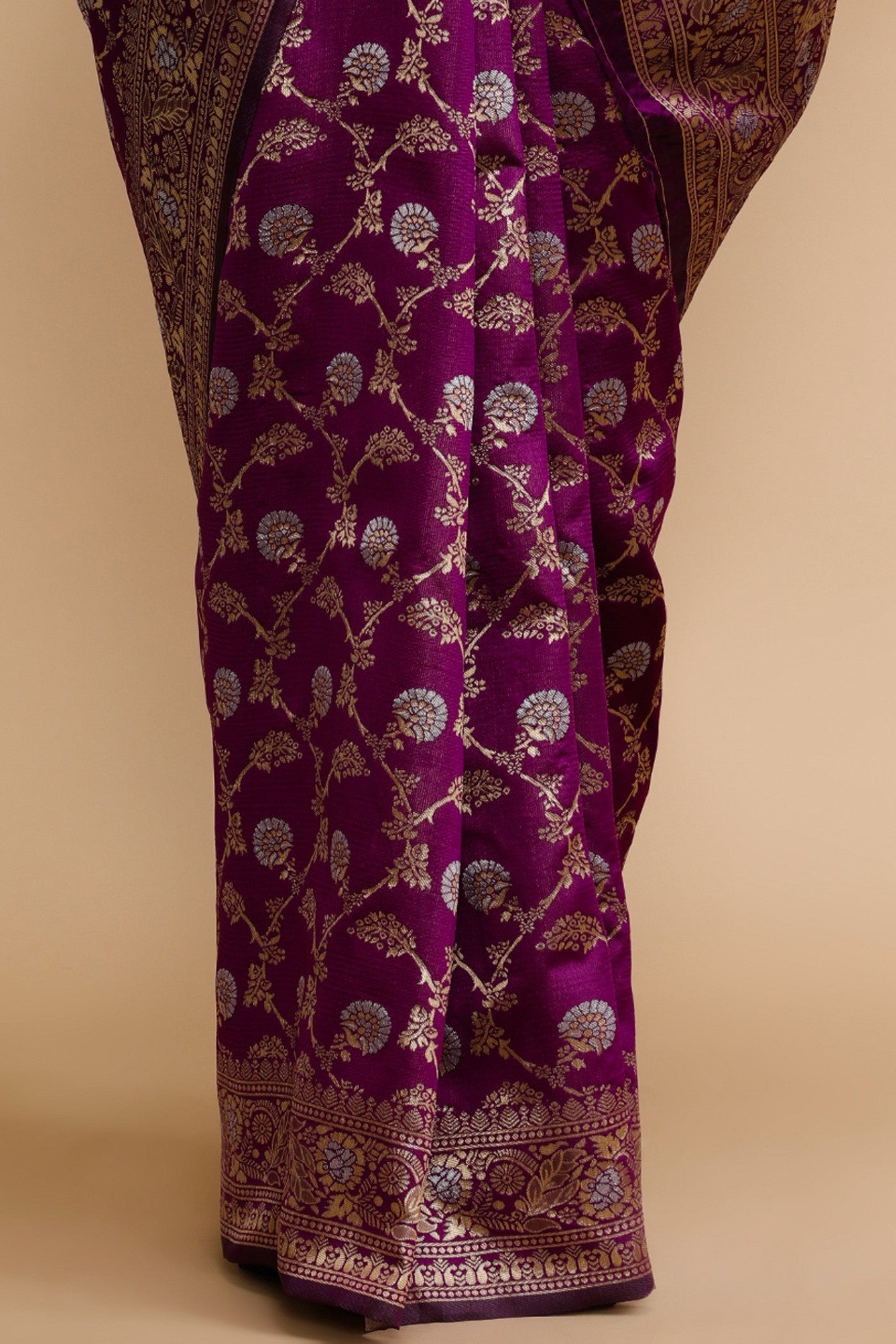 Buy MySilkLove Plum Puple Woven Jacquard Lichi Silk Saree Online