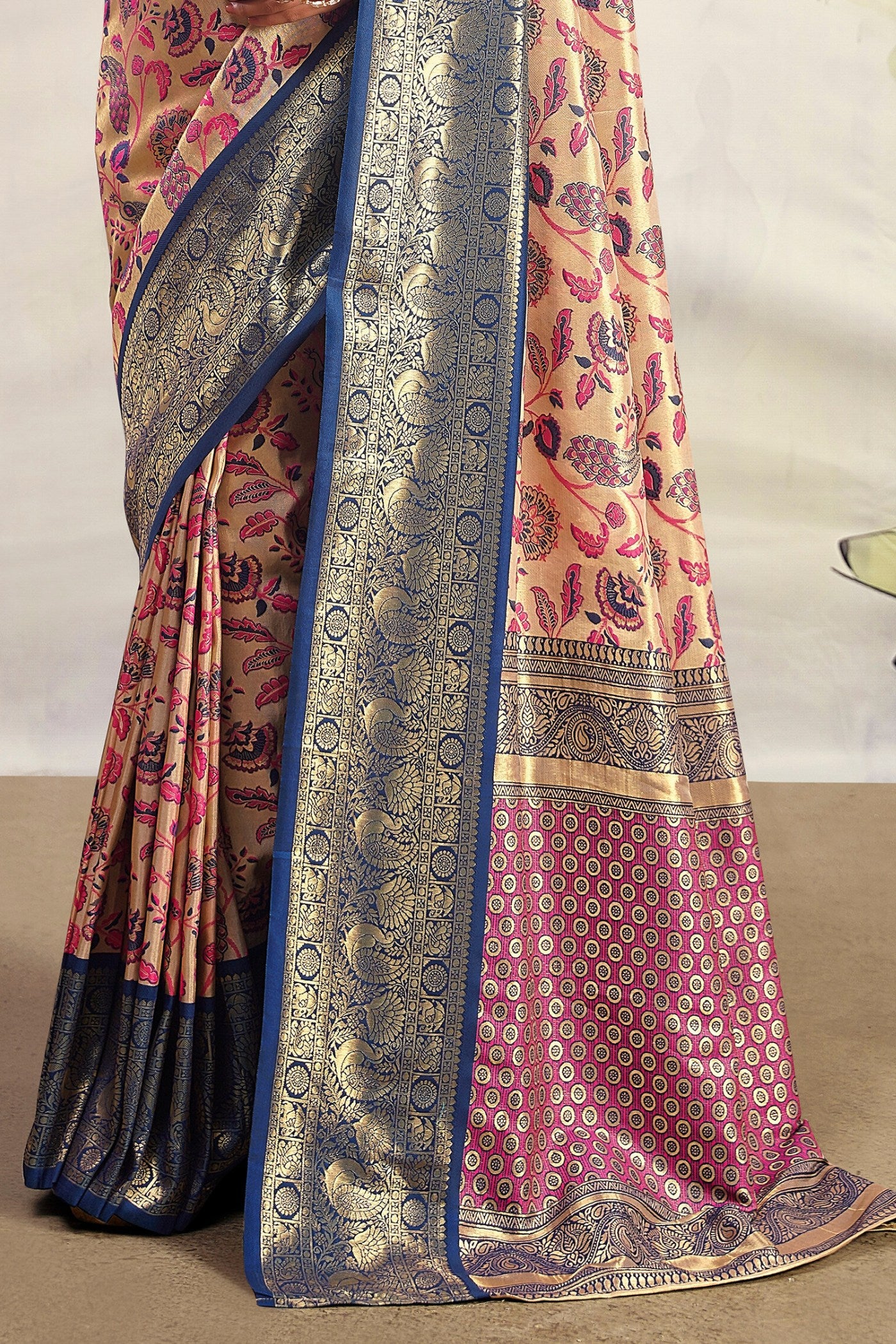 Buy MySilkLove Thatch Purple and Cream Woven Banarasi Saree Online