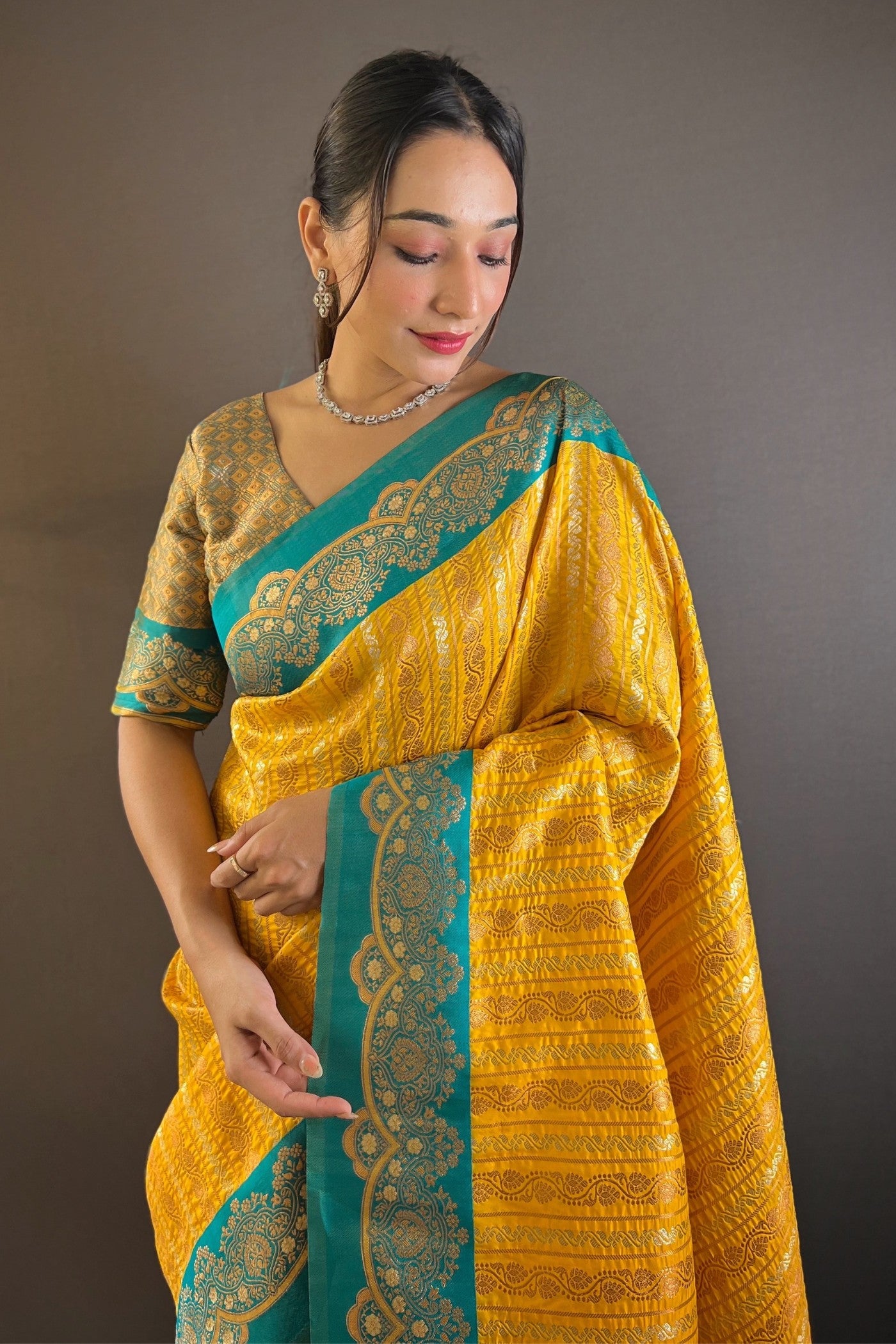 MySilkLove Dixie Yellow Zari Woven Banarasi Saree