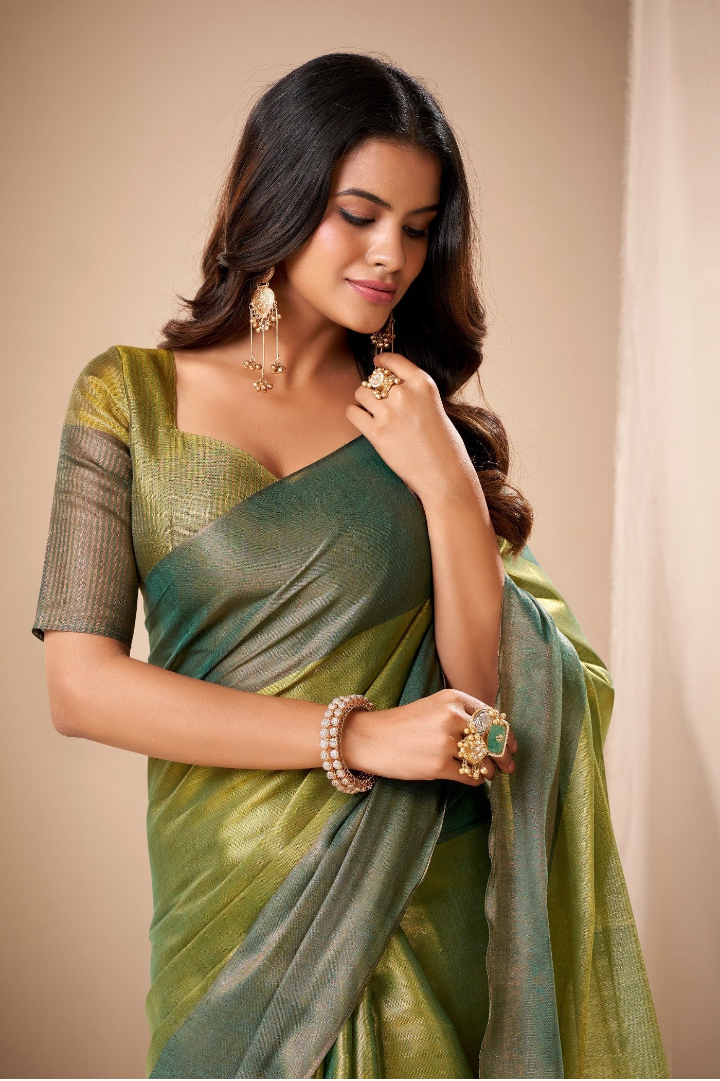 Buy MySilkLove Spring Green Handloom Tissue Saree Online