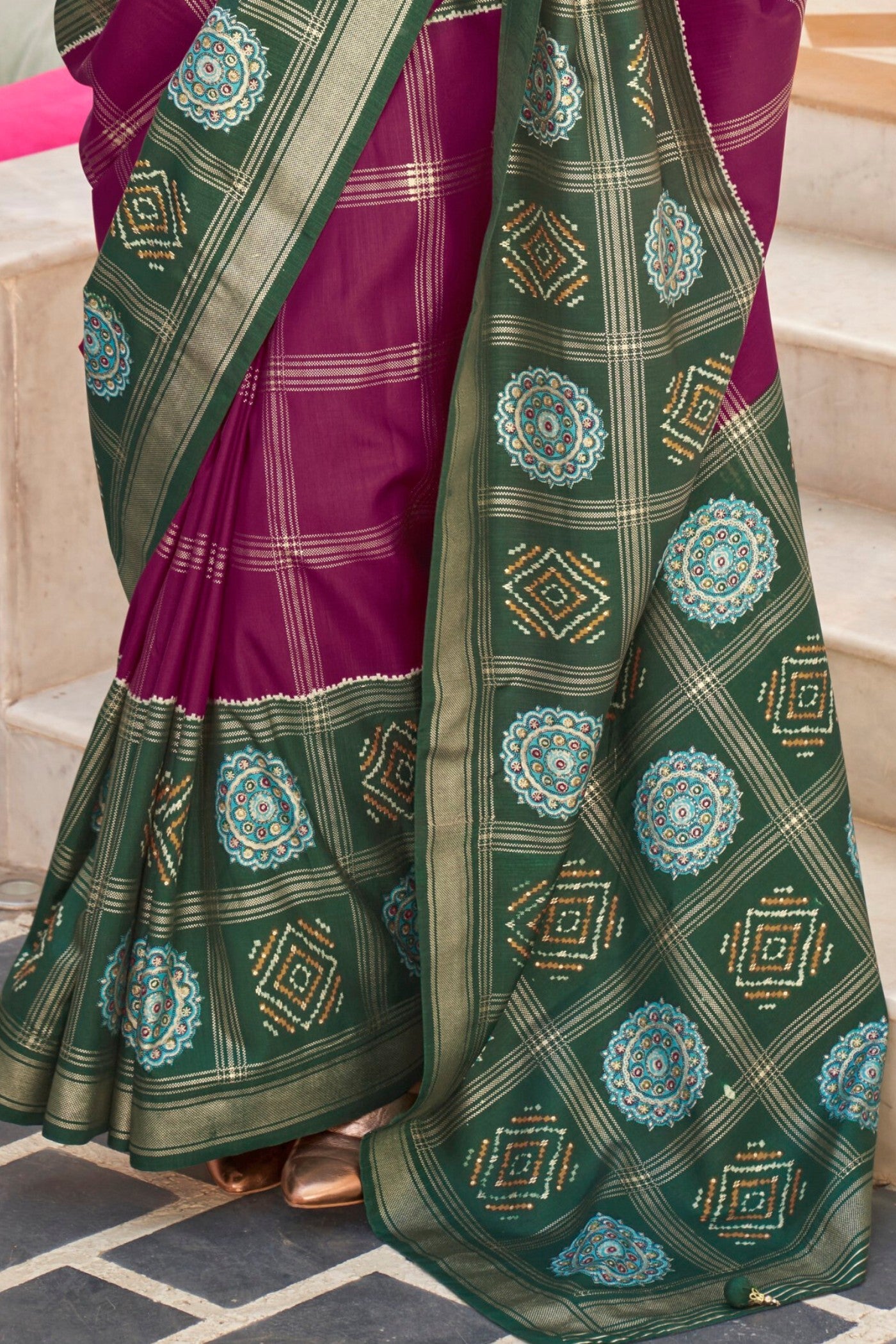 Buy MySilkLove Purple Berry and Green Printed Patola Saree Online