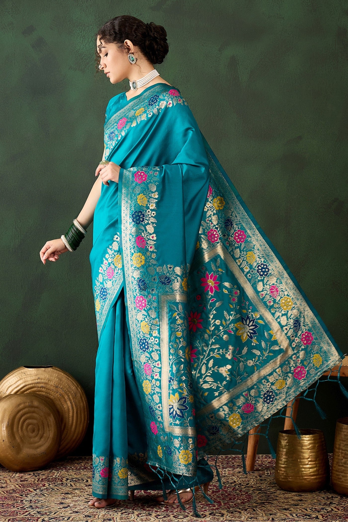 MySilkLove Boston Blue Banarasi Designer Saree