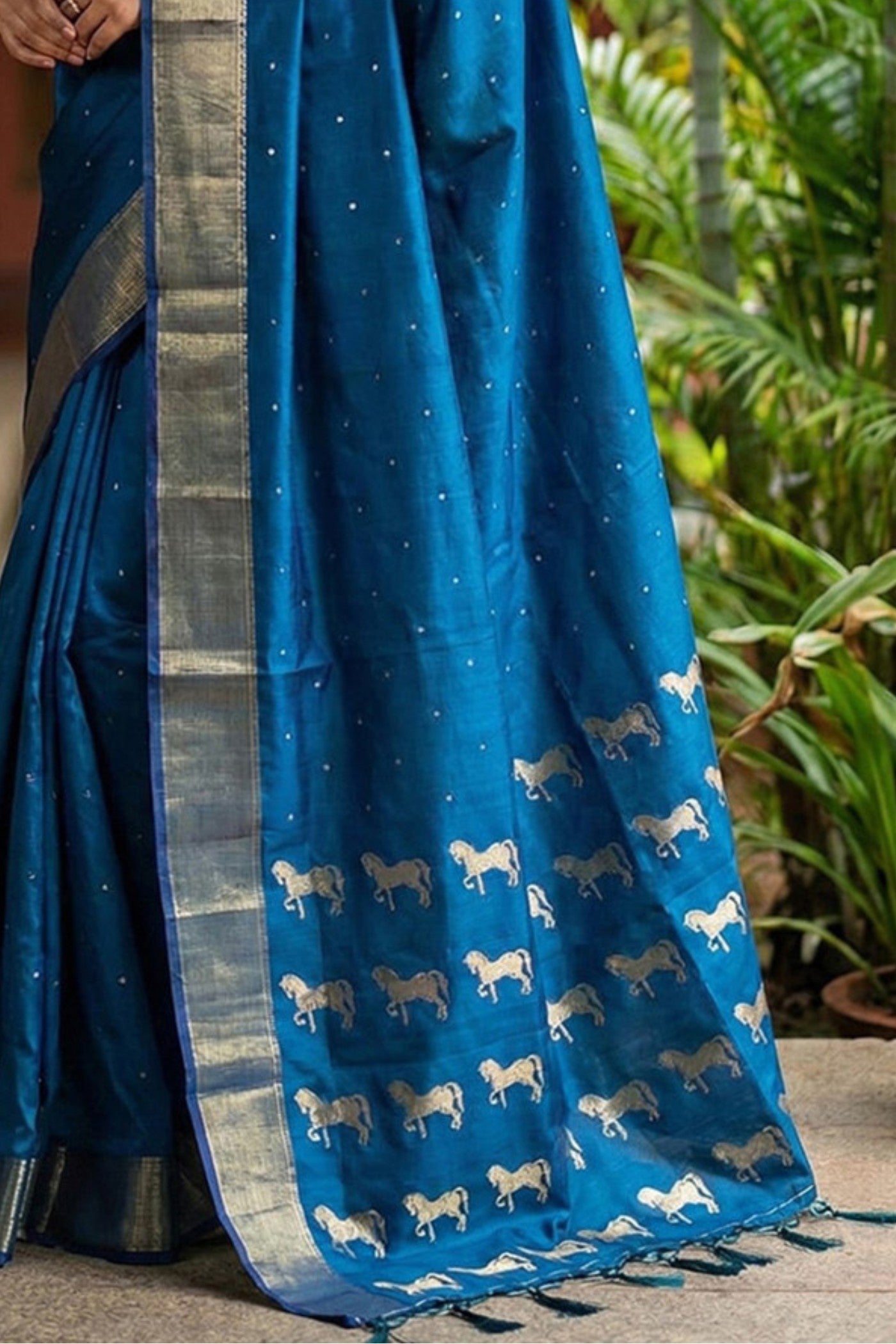 Buy MySilkLove Sapphire Blue Banarasi Woven Soft Silk Saree Online