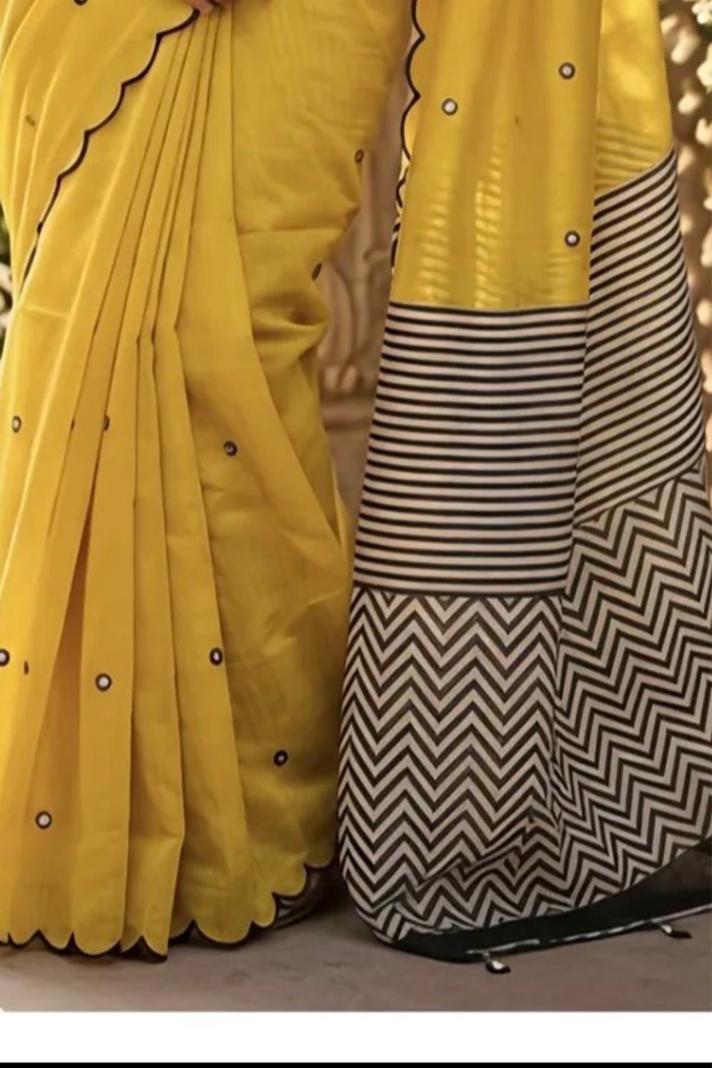 Buy MySilkLove Rustic Yellow Linen Cotton Digital Printed Saree Online