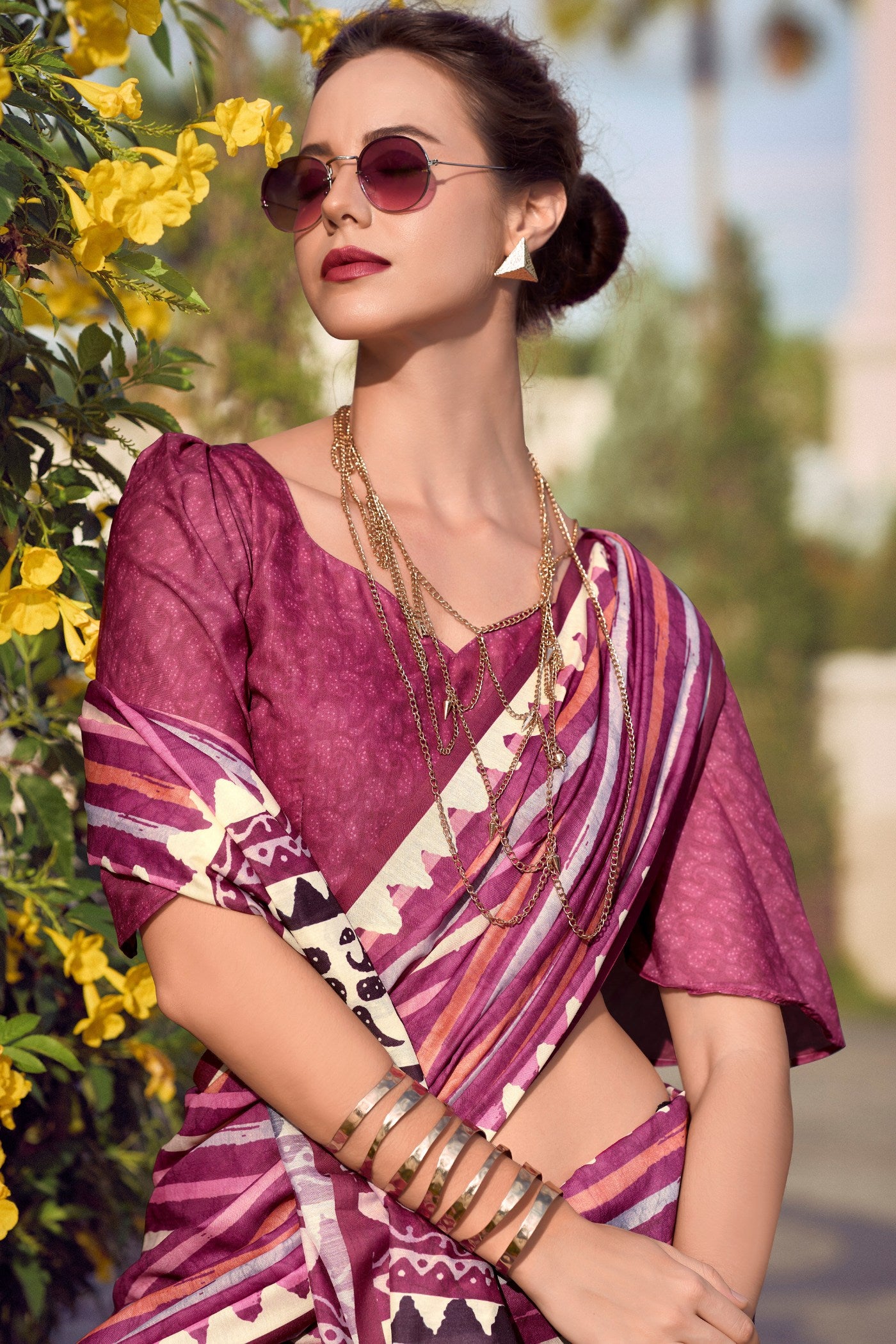 Buy MySilkLove Night Shadz Pink Mul Mul Cotton Saree Online