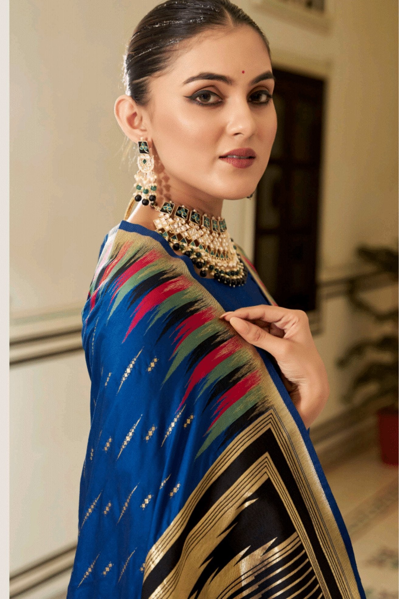 Buy MySilkLove Royal Blue Woven Tussar Silk Saree Online