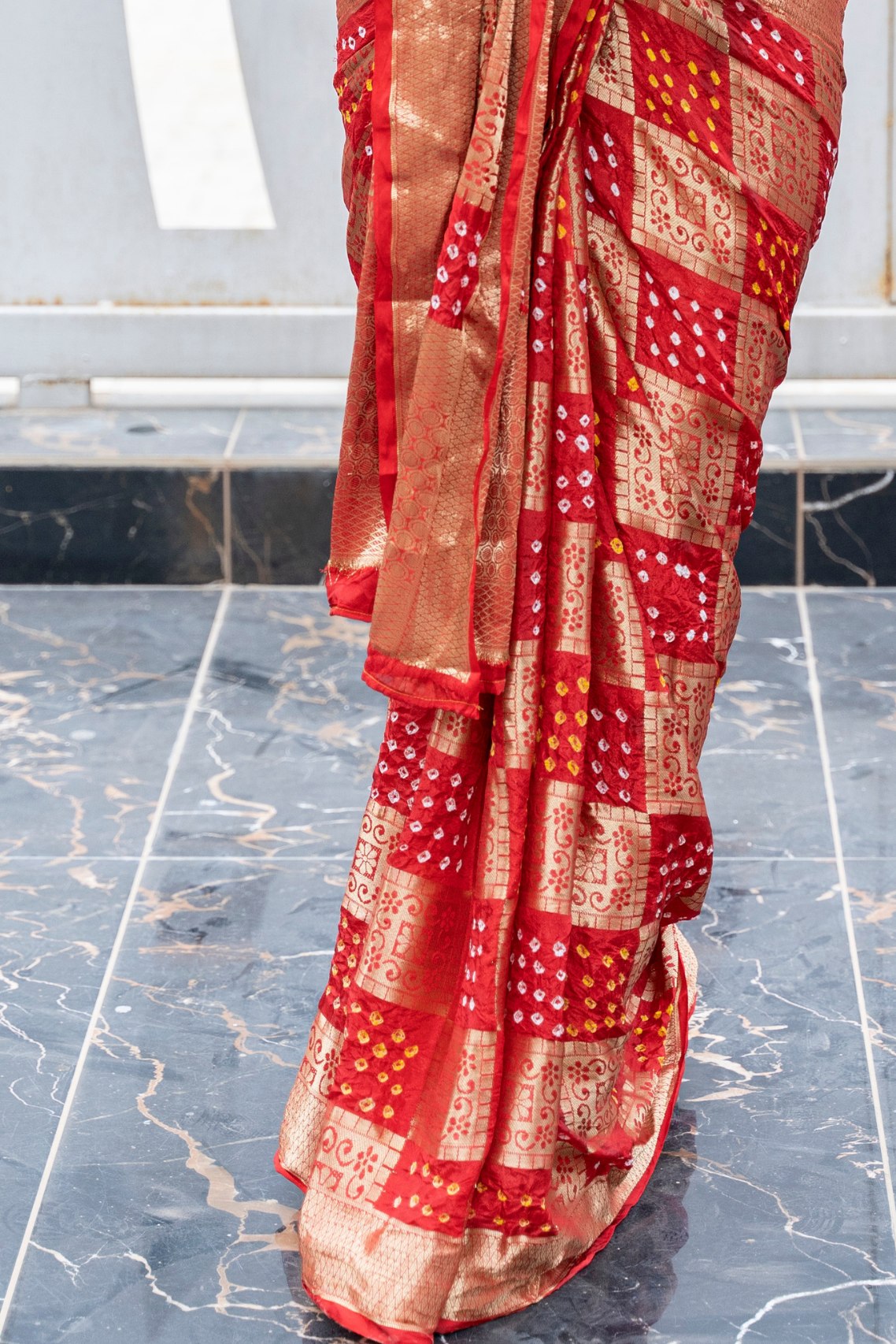 Buy MySilkLove Tart Orange Woven Designer Bandhani Saree Online