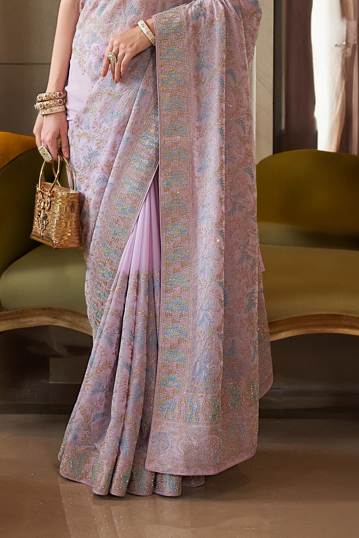 Buy MySilkLove Del Rio Purple Tissue Designer Saree Online