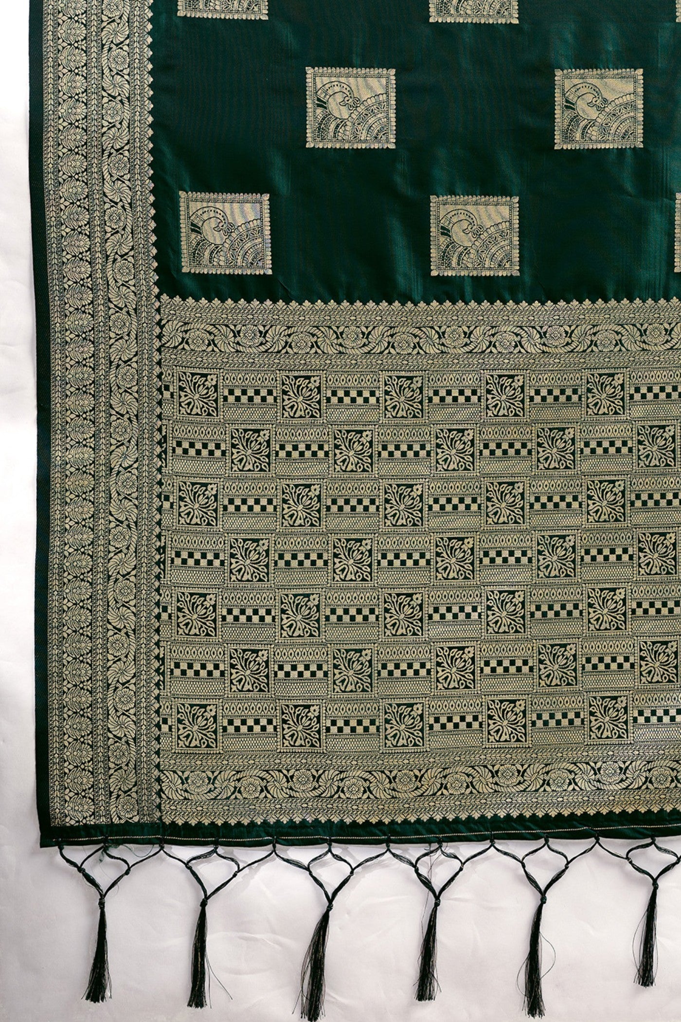 Buy MySilkLove Laurel Green Woven Banarasi Soft Silk Saree Online