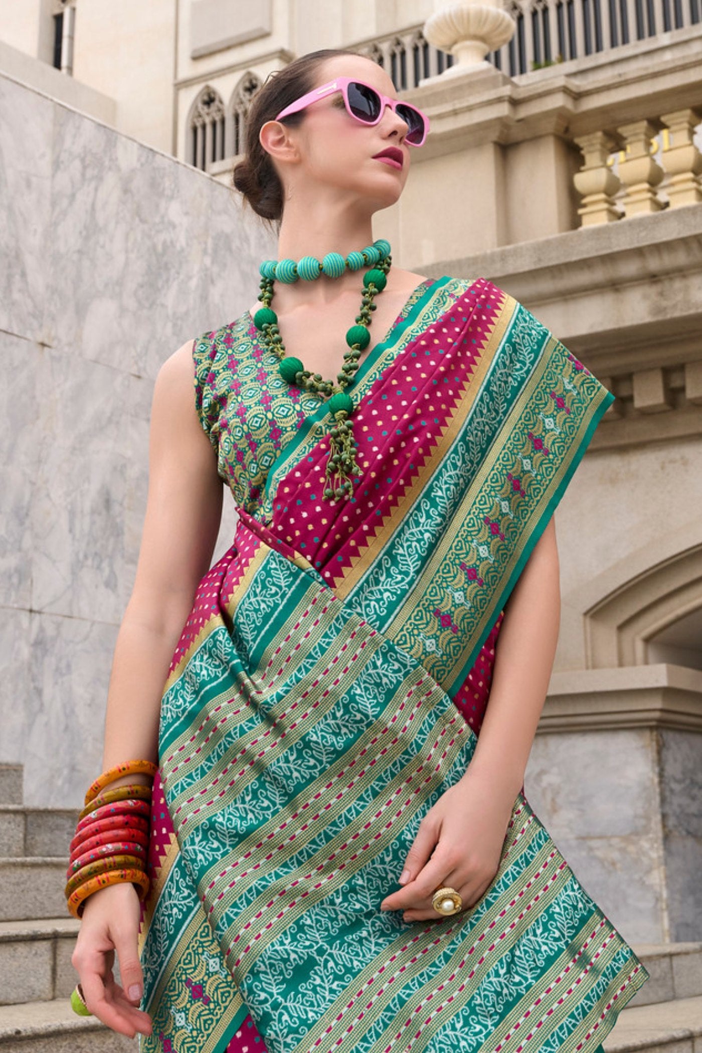 Buy MySilkLove Hibiscus Pink Woven Banarasi Saree Online