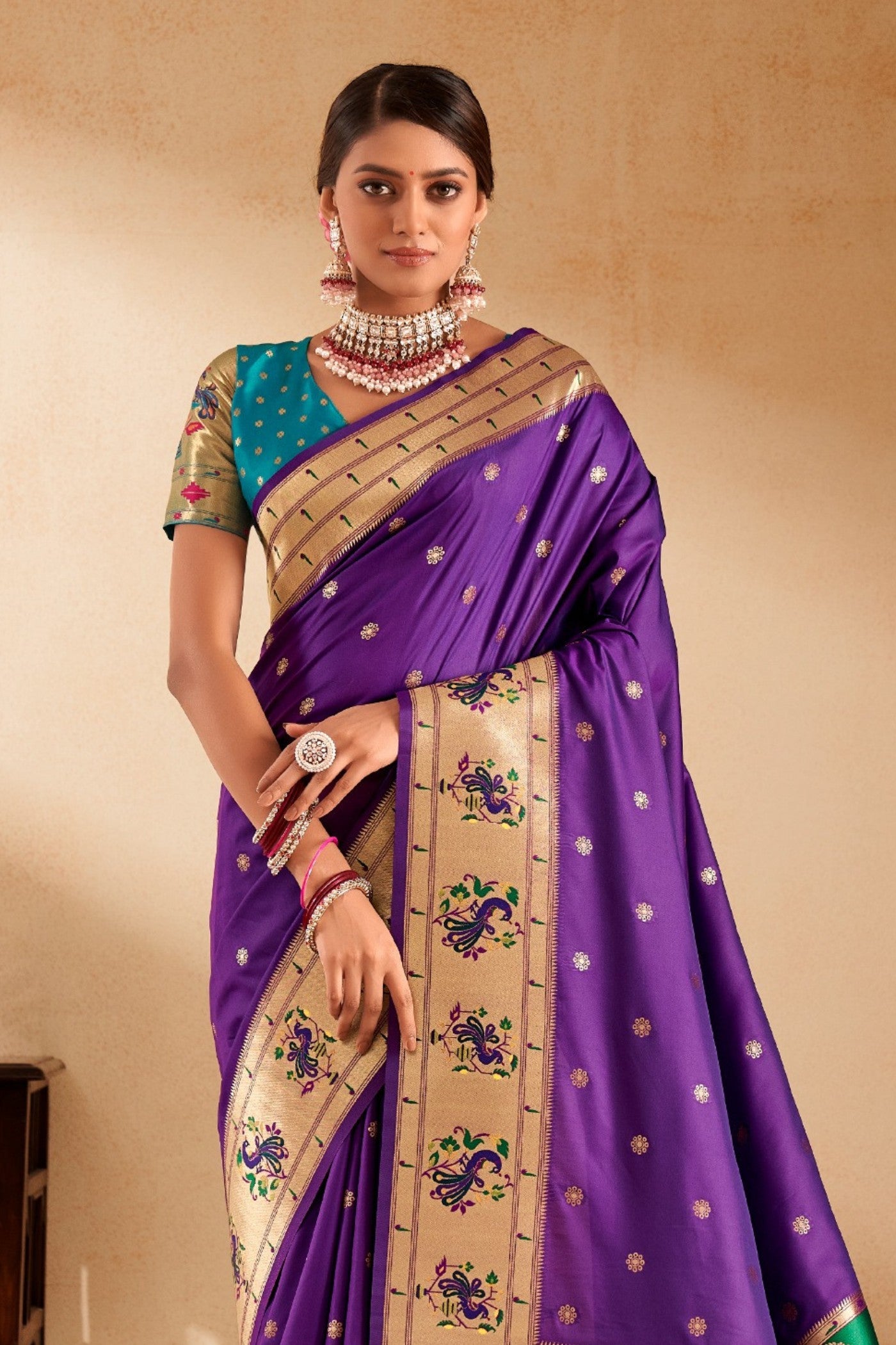 Buy MySilkLove Byzantium Purple Woven Paithani Saree Online