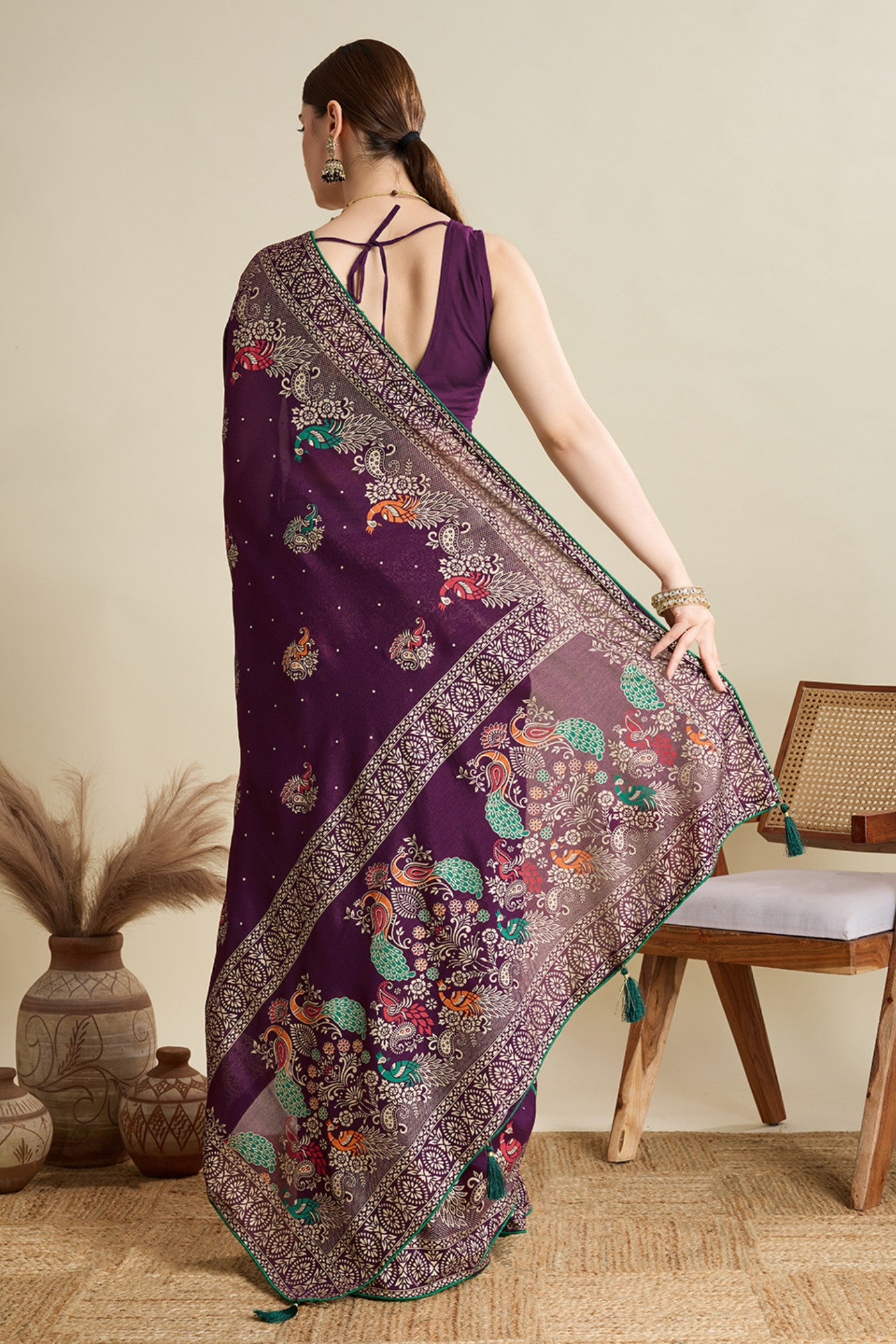 Buy MySilkLove Firebrick Maroon Printed Chinon Saree Online