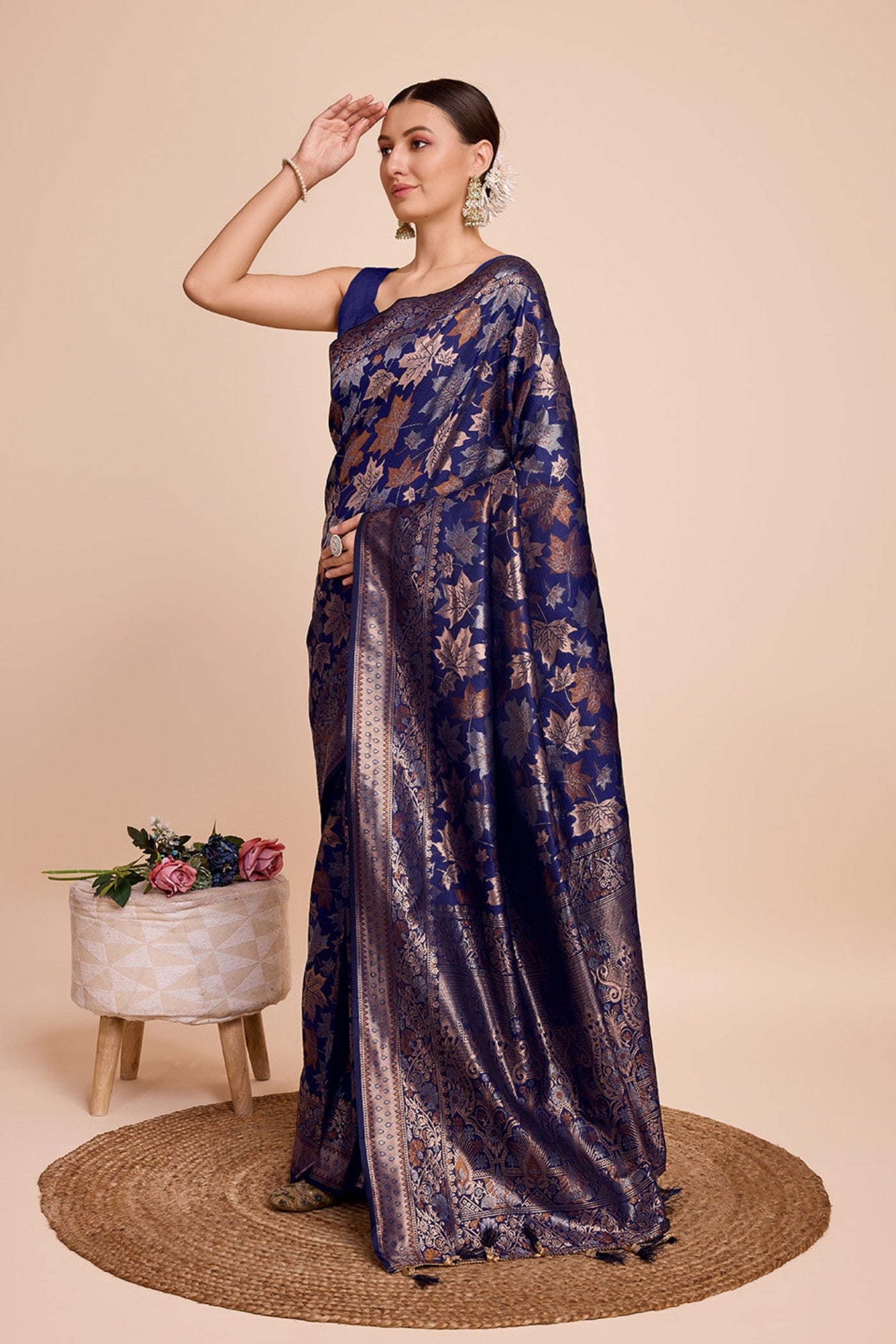 Buy MySilkLove Neon Blue Banarasi Soft Silk Saree Online