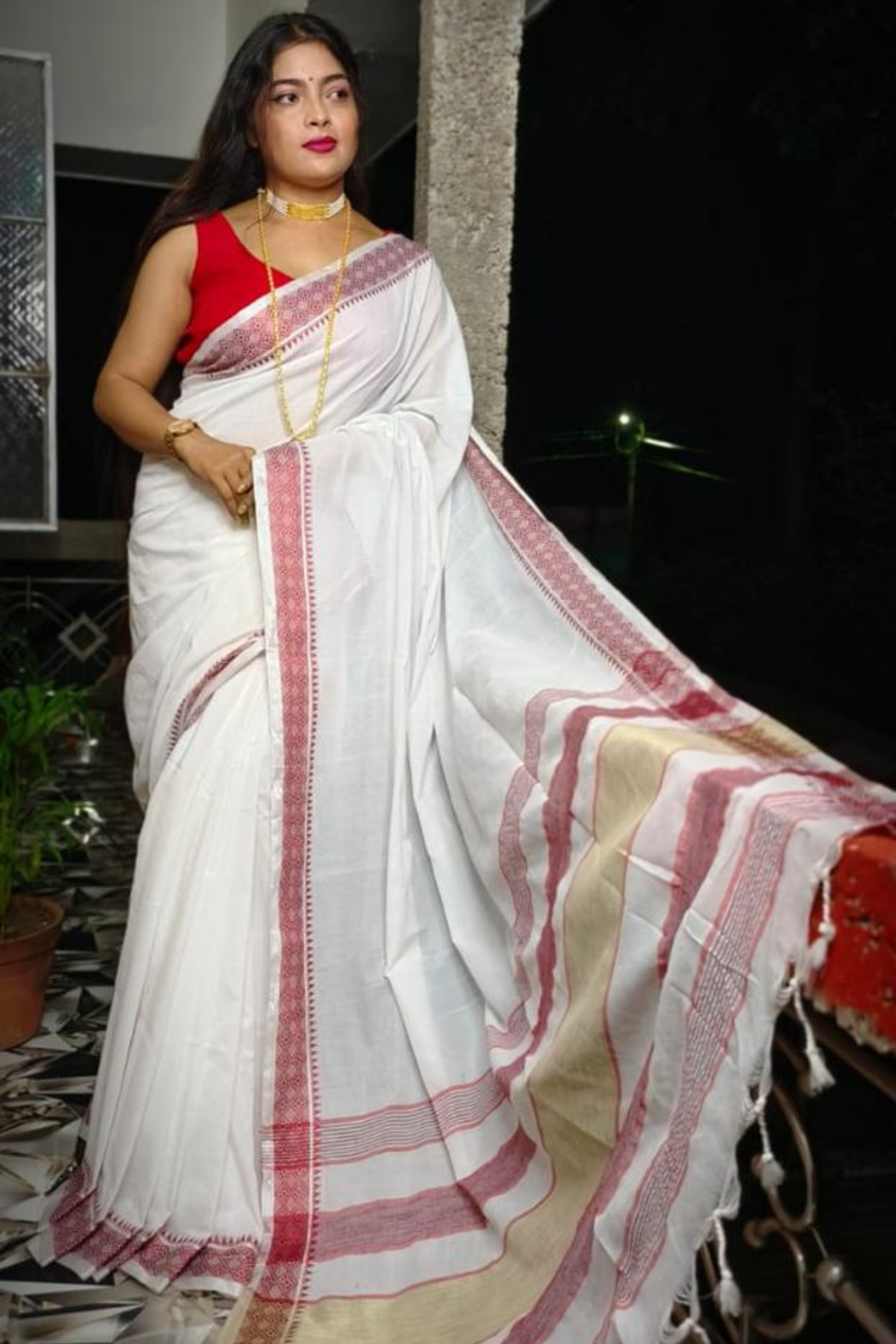 Buy MySilkLove Iron White Shantipuri Bengal Cotton Saree Online