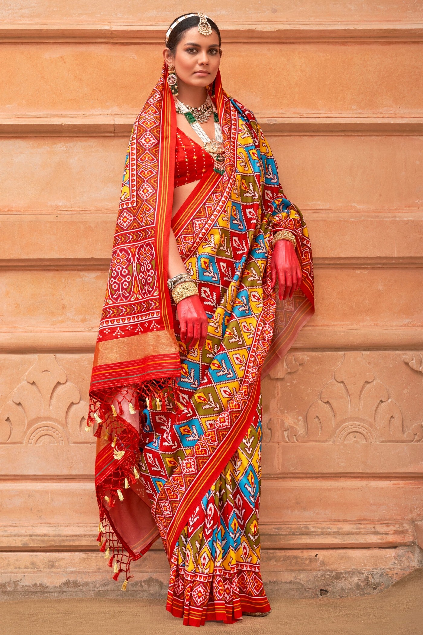 Buy MySilkLove Multicolor Red Printed Patola Saree Online