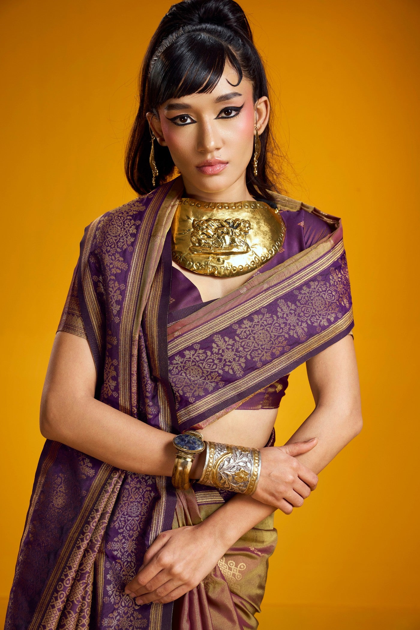 Buy MySilkLove Sepia Brown Banarasi Handloom Soft Silk Saree Online