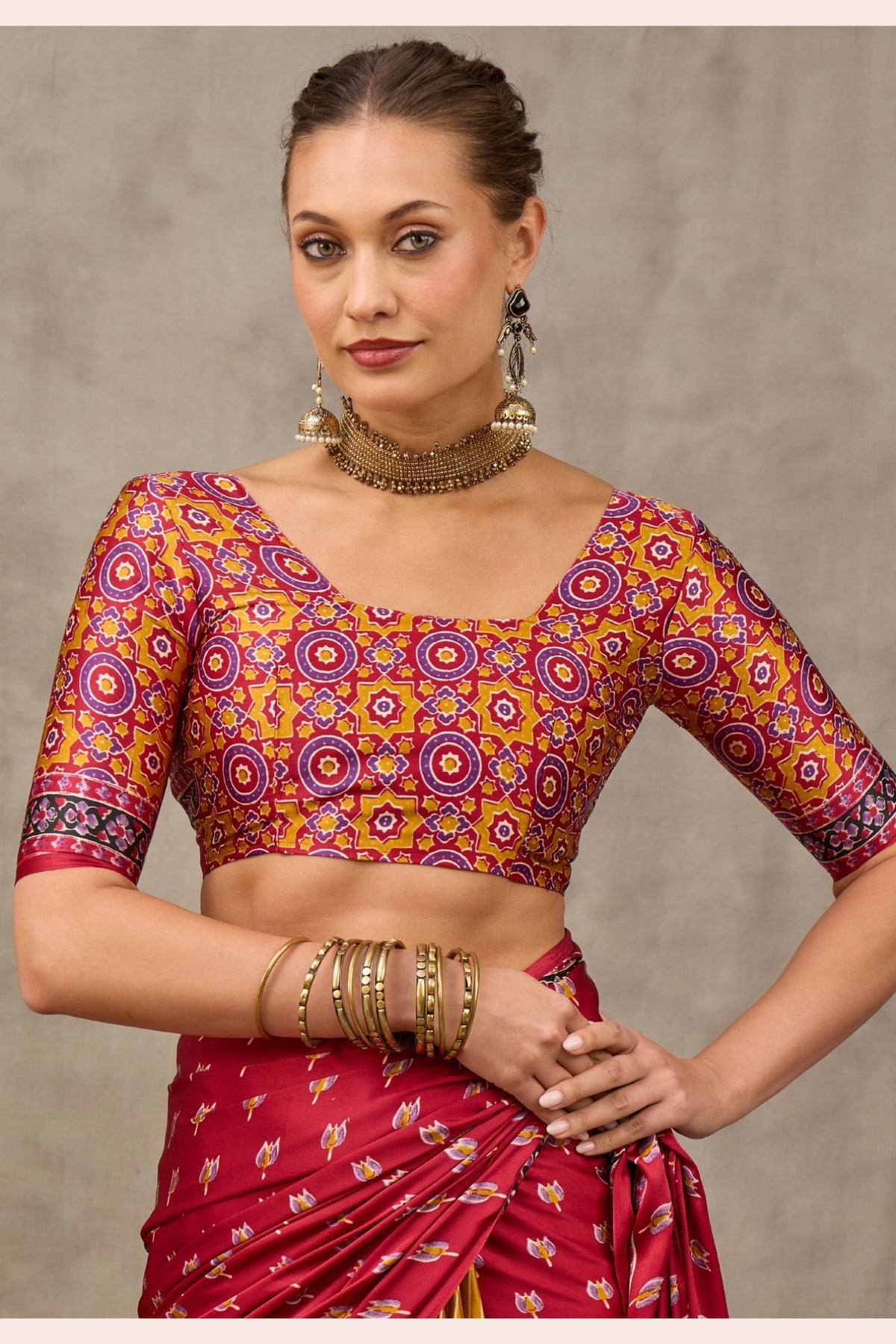 Buy MySilkLove Scarlet Red and Yellow Modal Satin Printed Silk Saree Online