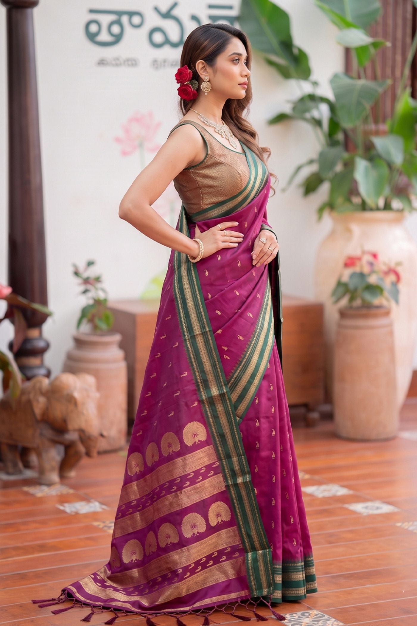 Buy MySilkLove Crocus Purple Banarasi Woven Soft Silk Saree Online