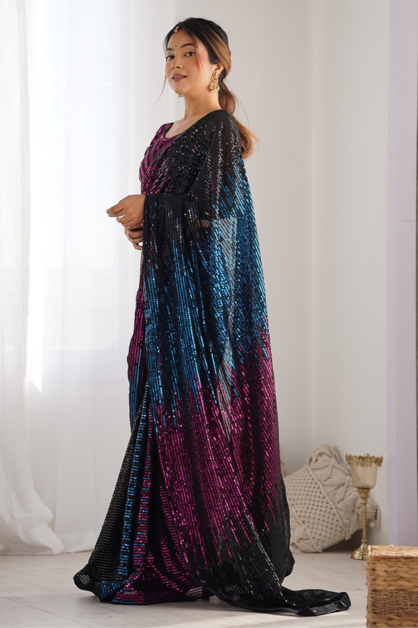 Buy MySilkLove Strikemaster Purple and Blue Designer Party Wear Saree Online