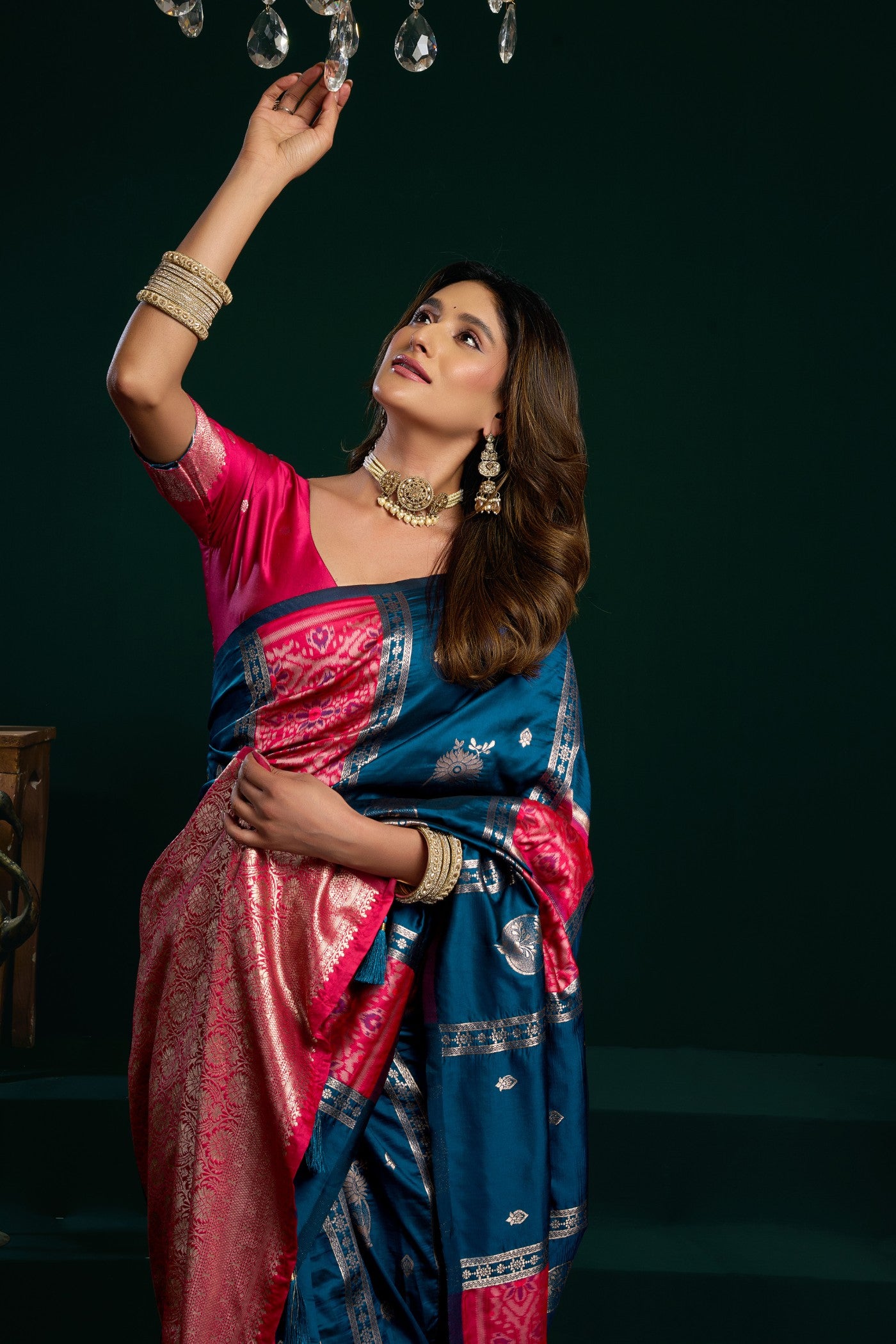 Buy MySilkLove Force Blue Banarasi Handloom Soft Silk Saree Online