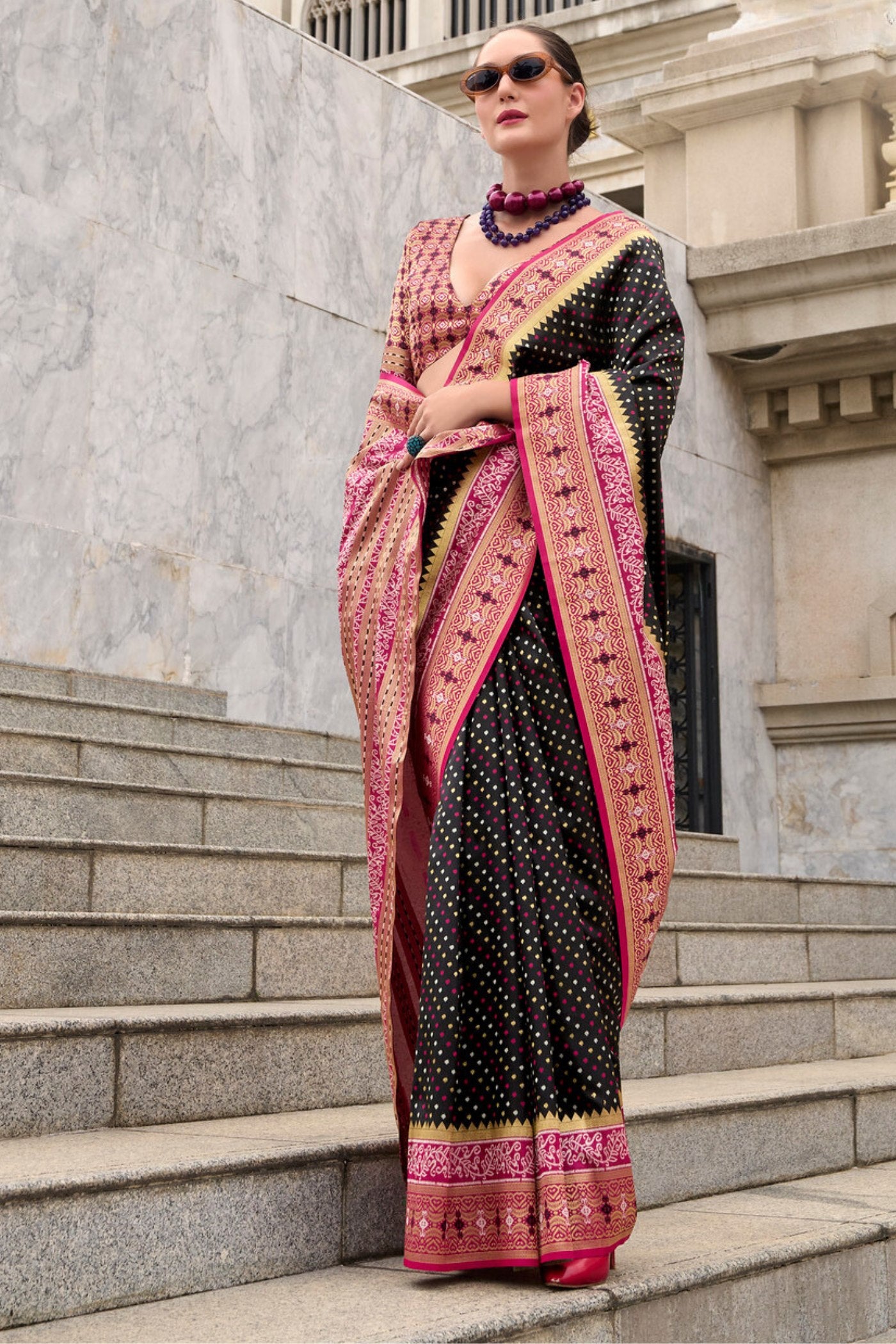 Buy MySilkLove Diesel Black Woven Banarasi Saree Online