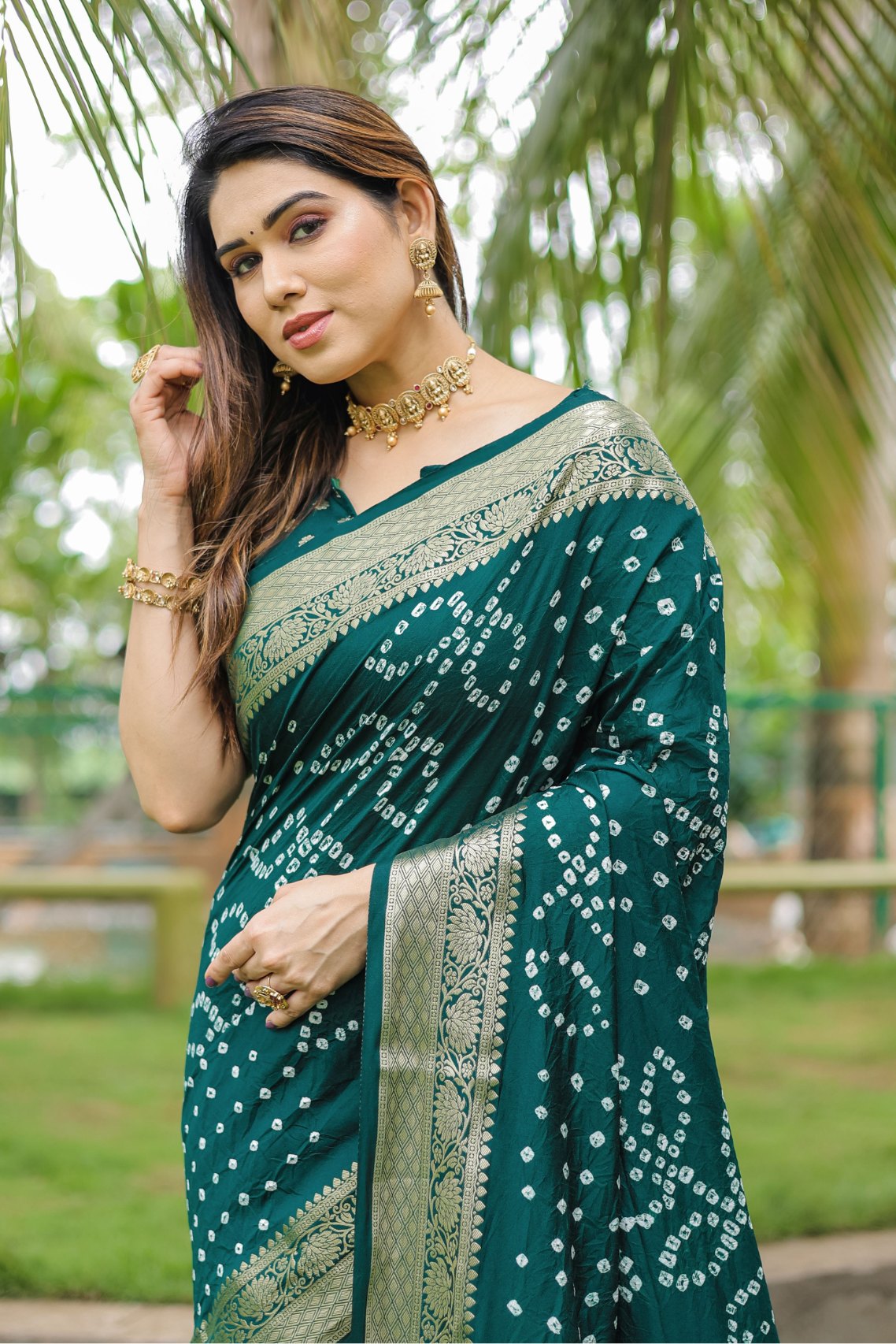 Buy MySilkLove Firefly Green Woven Bandhani Dola Silk Saree Online