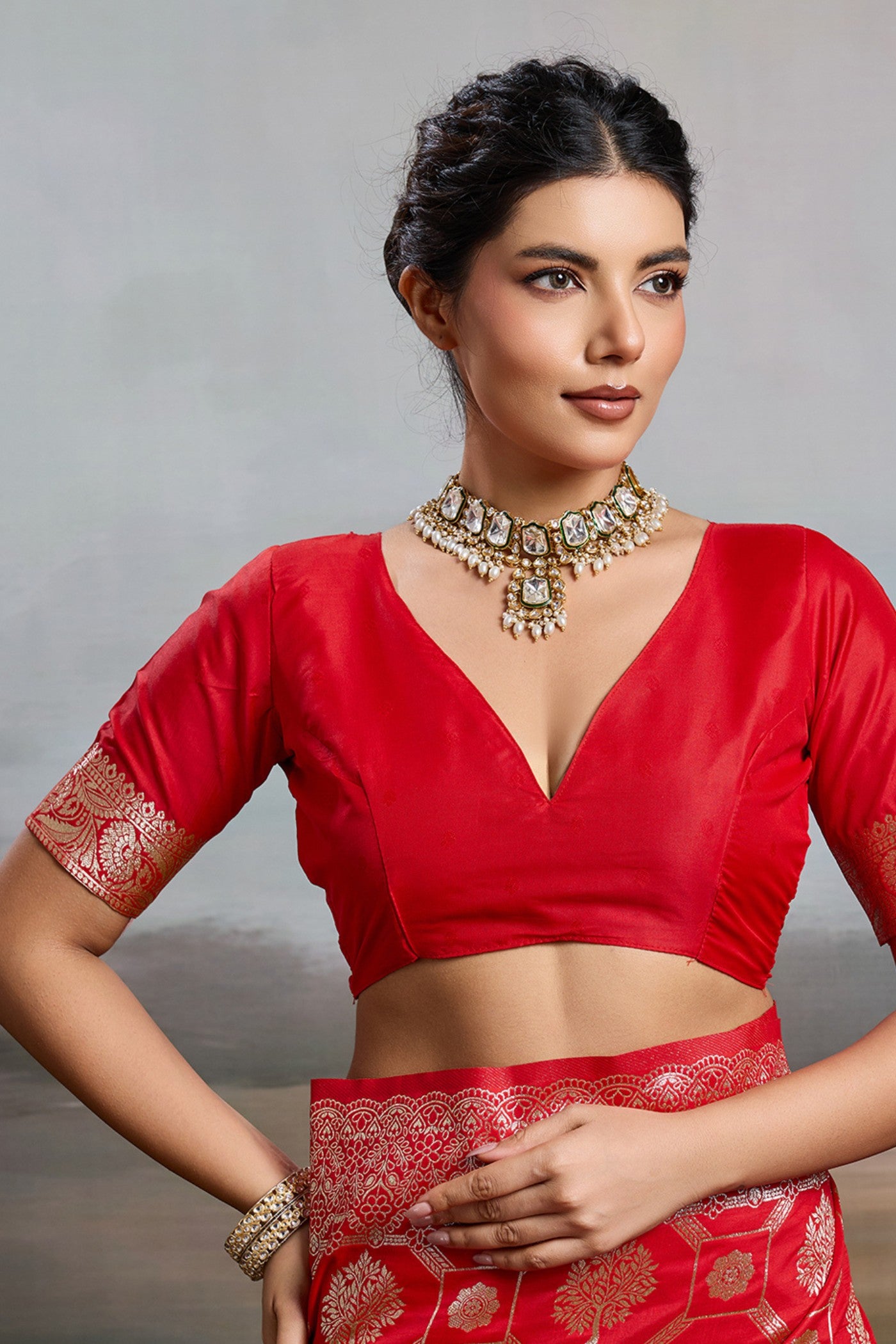 Buy MySilkLove Cardinal Red Woven Banarasi Soft Silk Saree Online