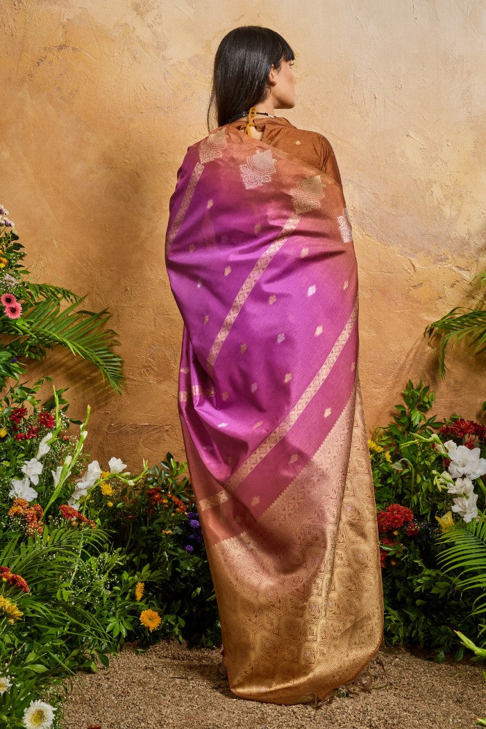 Buy MySilkLove Lotus Pink Banarasi Handloom Saree Online