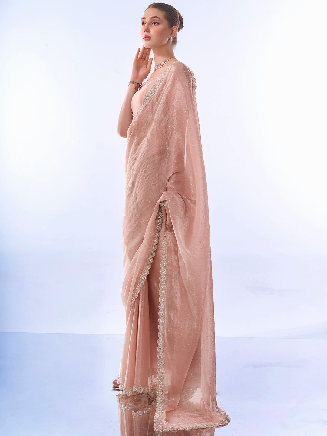 MySilkLove Eunry Peach Designer Partywear Saree