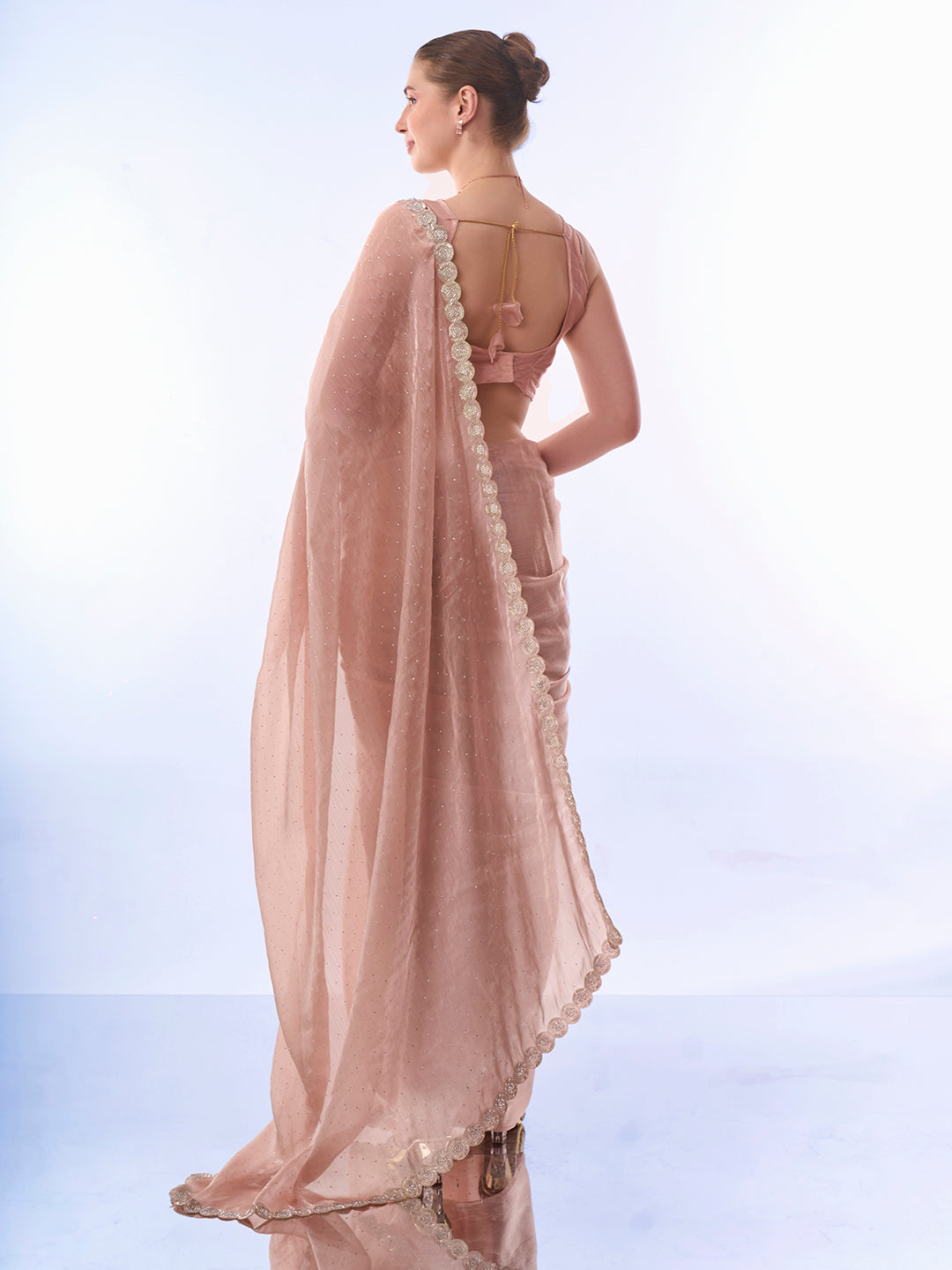 Buy MySilkLove Eunry Peach Designer Partywear Saree Online