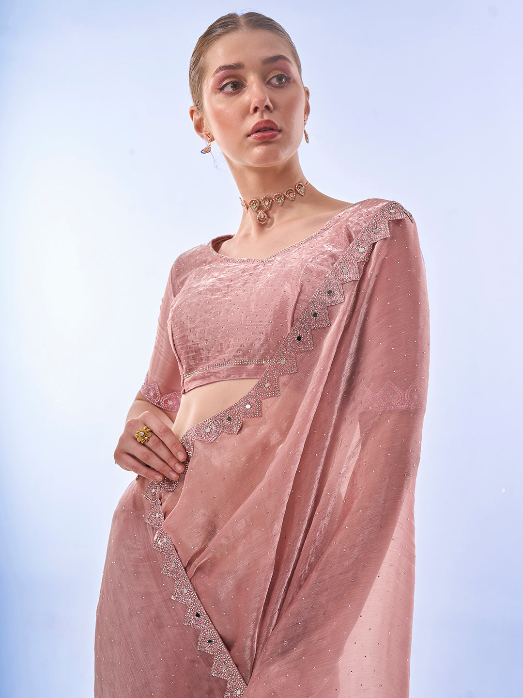 Buy MySilkLove Oriental Pink Designer Partywear Saree Online