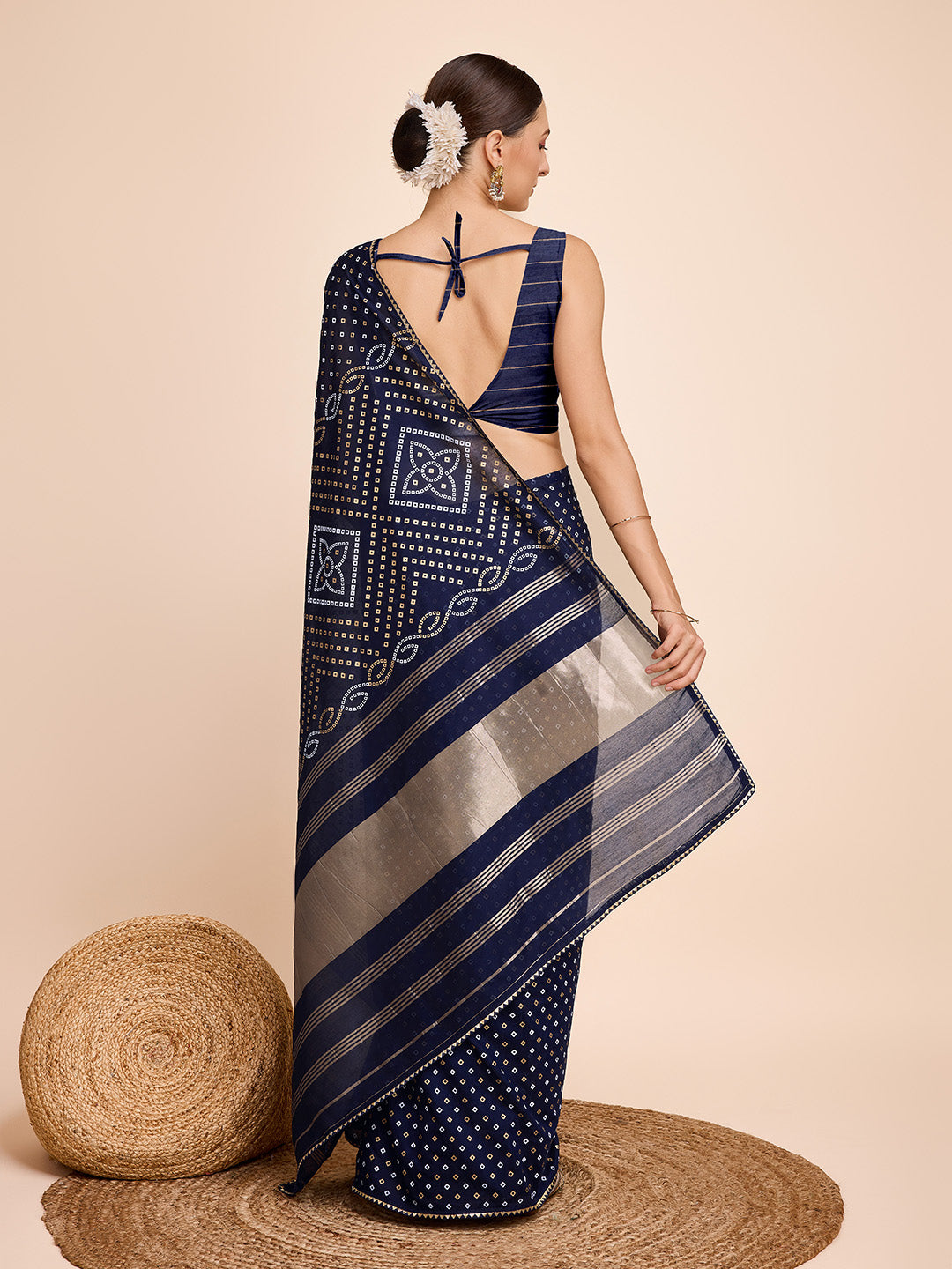 Buy MySilkLove Paris Blue Designer Printed Bandhani Saree Online