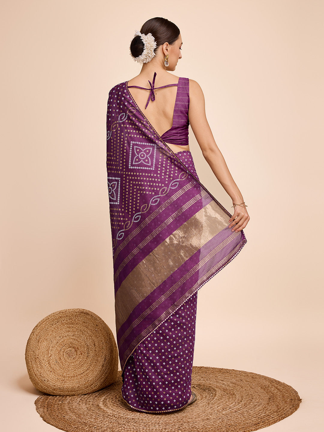 Buy MySilkLove Comet Purple Designer Printed Bandhani Saree Online