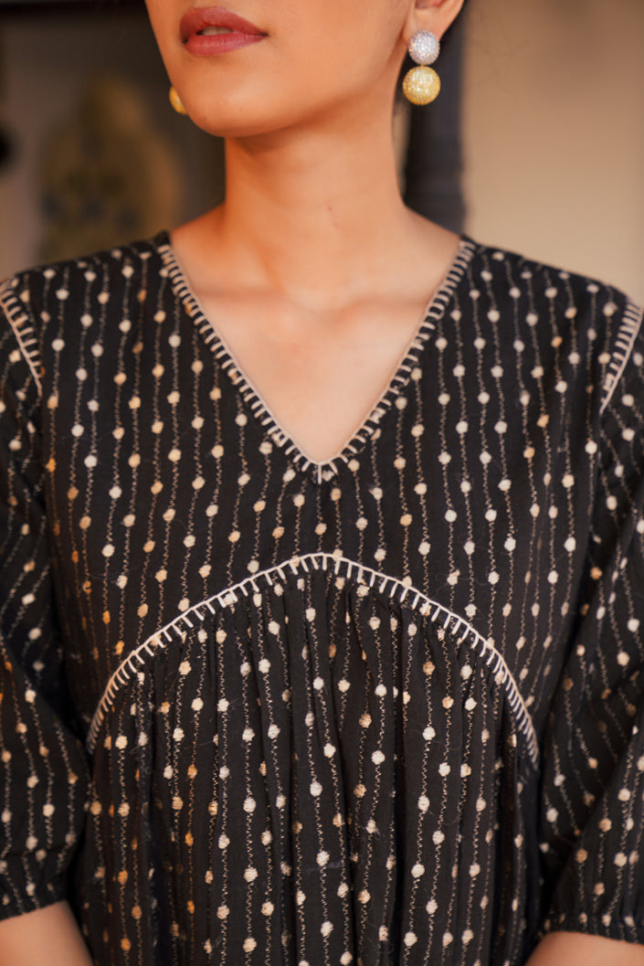 Buy MySilkLove Midnight Black Thread Handmade Embroidery Dress Online