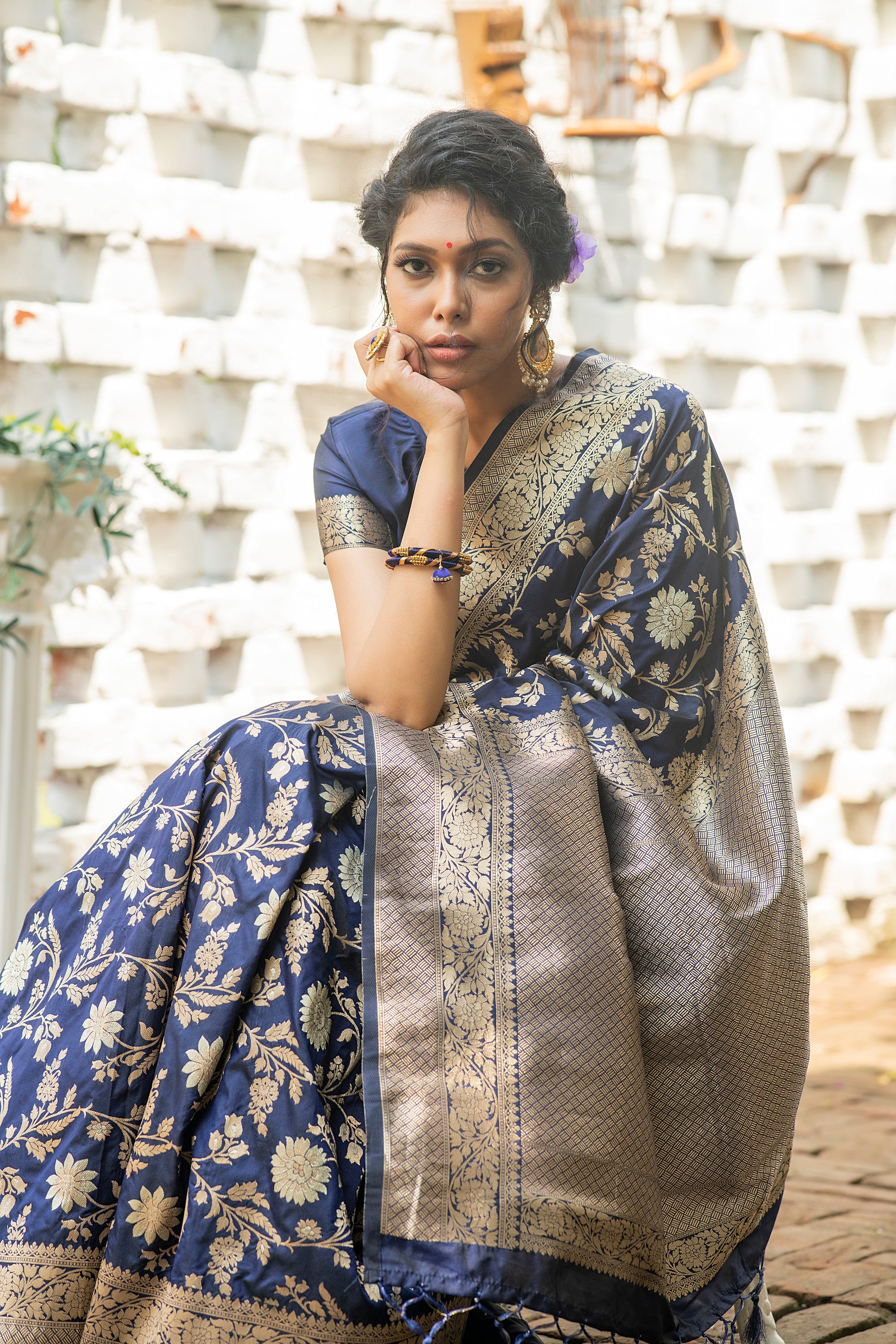 Buy MySilkLove Fiord Blue Woven Banarasi Silk Saree Online