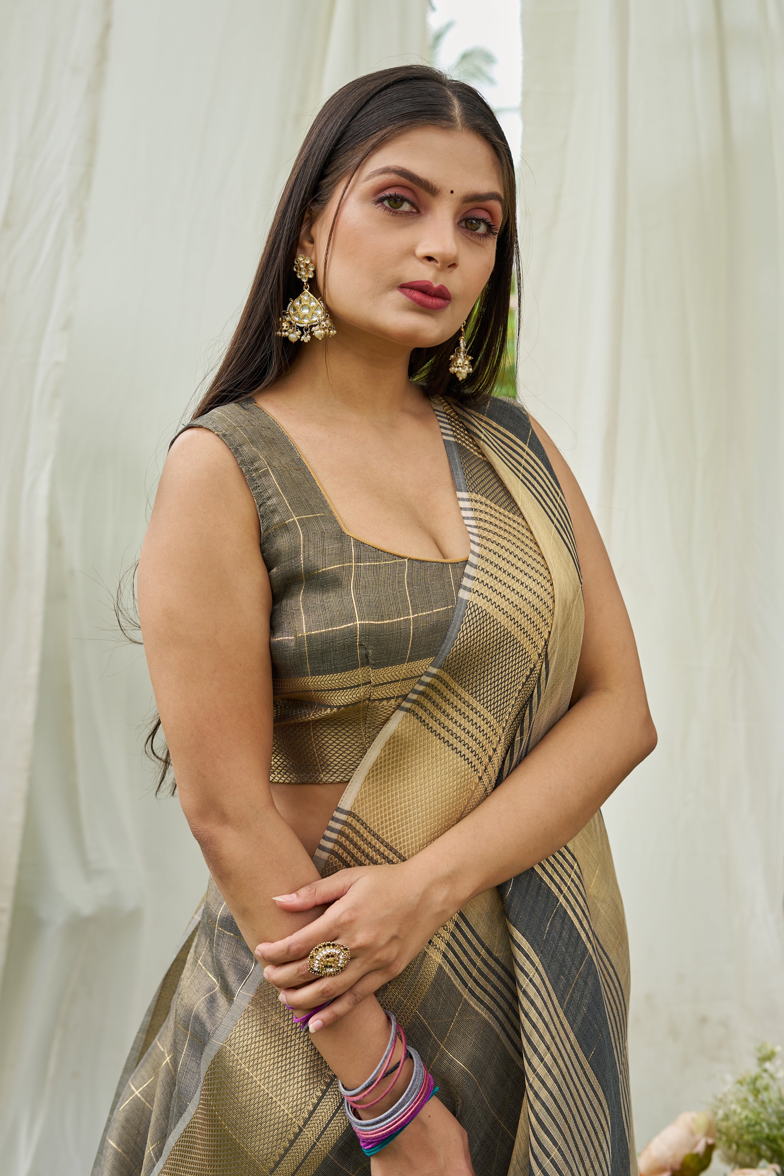 MySilkLove Mint Grey Tissue Woven Saree