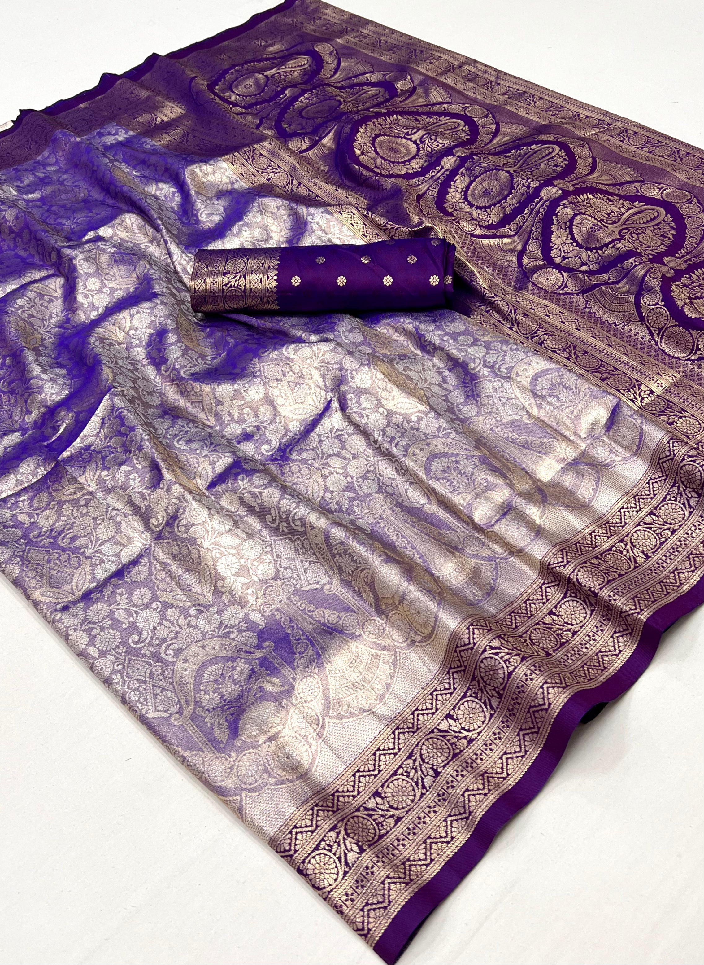 Buy MySilkLove Royal Purple Woven Kanjivaram Silk Saree Online