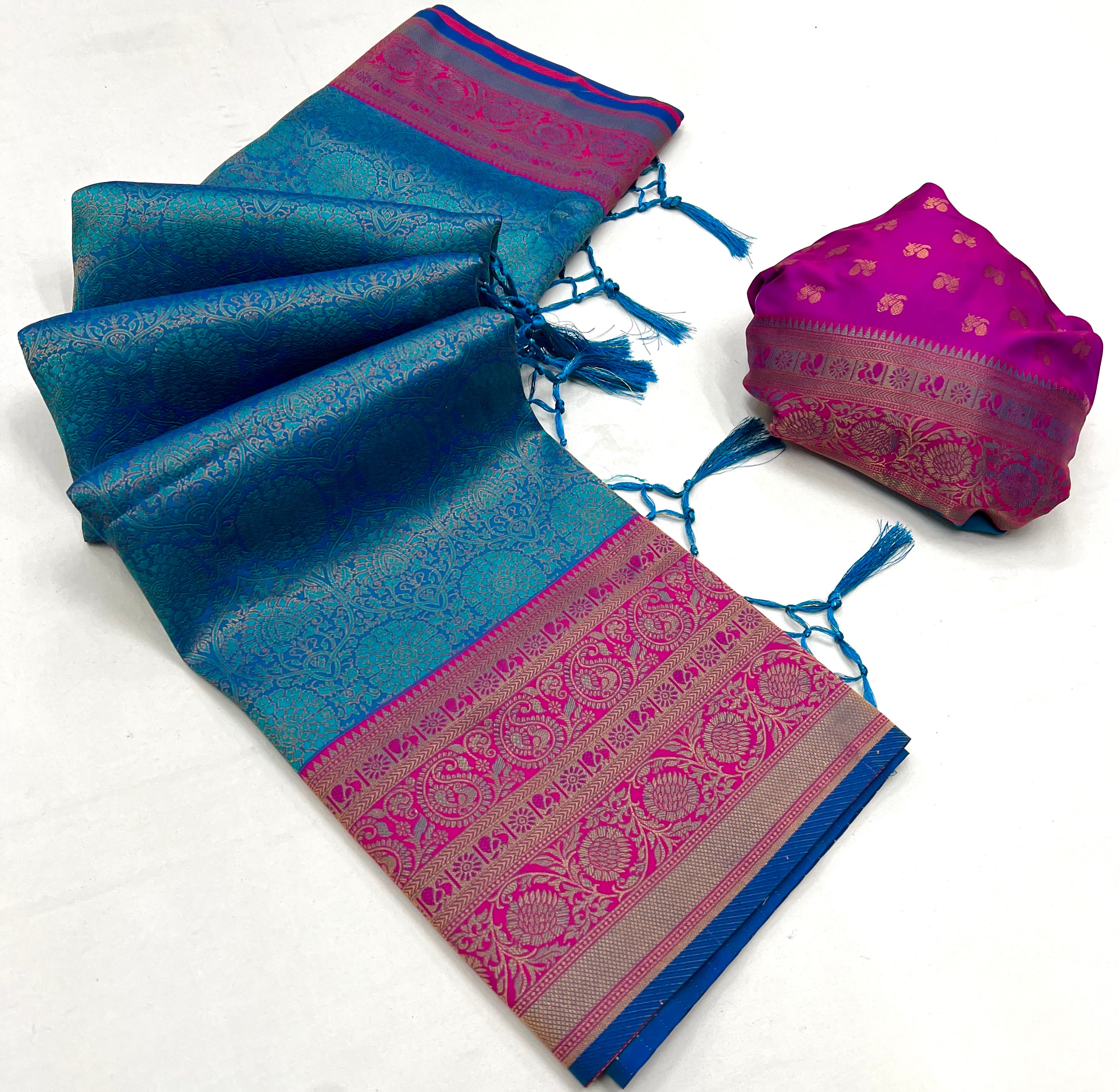 Buy MySilkLove Cutty Sark Blue Chaap Handloom kanjivaram silk Saree Online