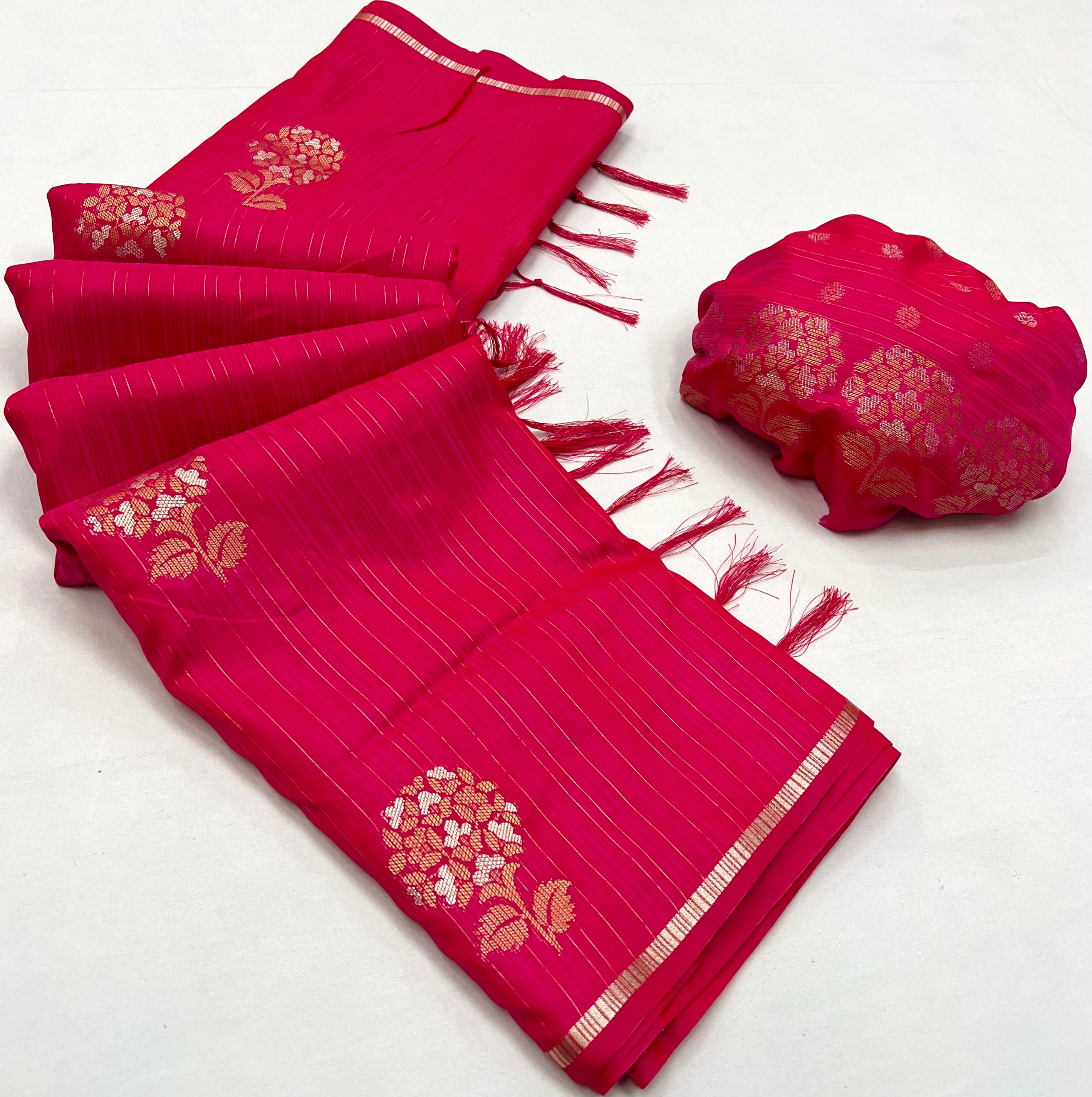 Buy MySilkLove Dingy Dungeon Pink Woven Banarasi Satin Silk Saree Online