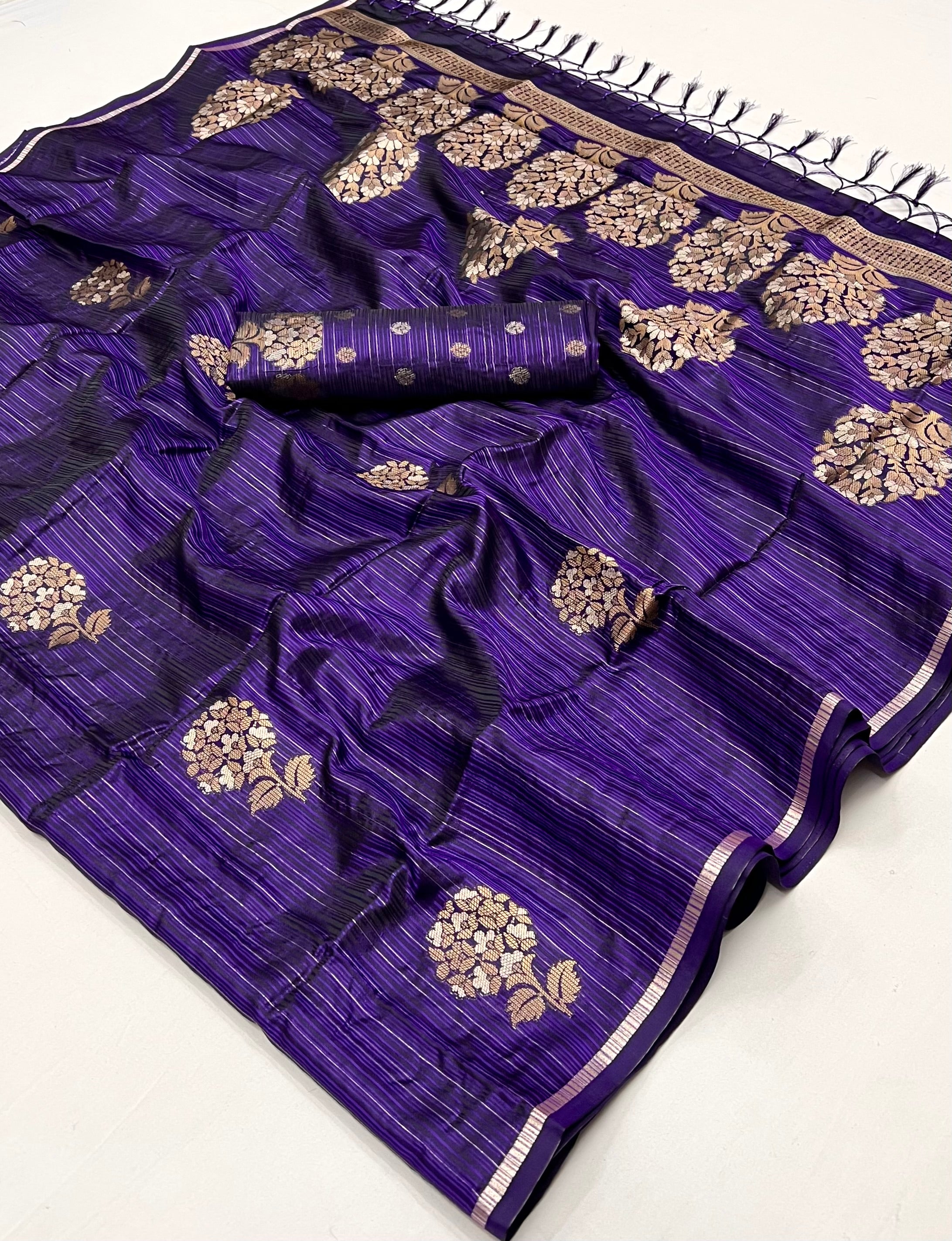 Buy MySilkLove Salt Box Purple Woven Banarasi Satin Silk Saree Online