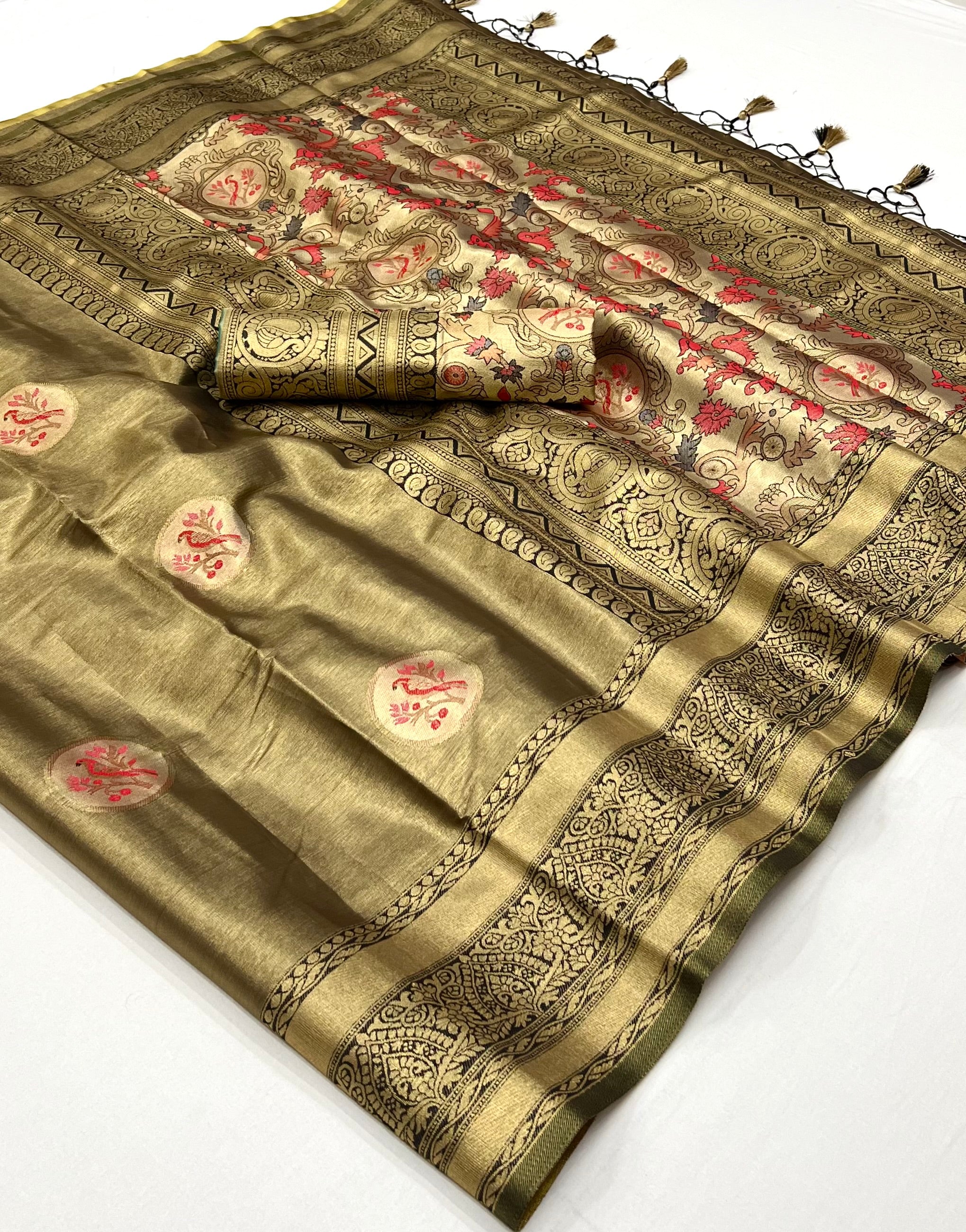 Buy MySilkLove Ironstone Brown Dual Tone Banarasi Silk Saree Online