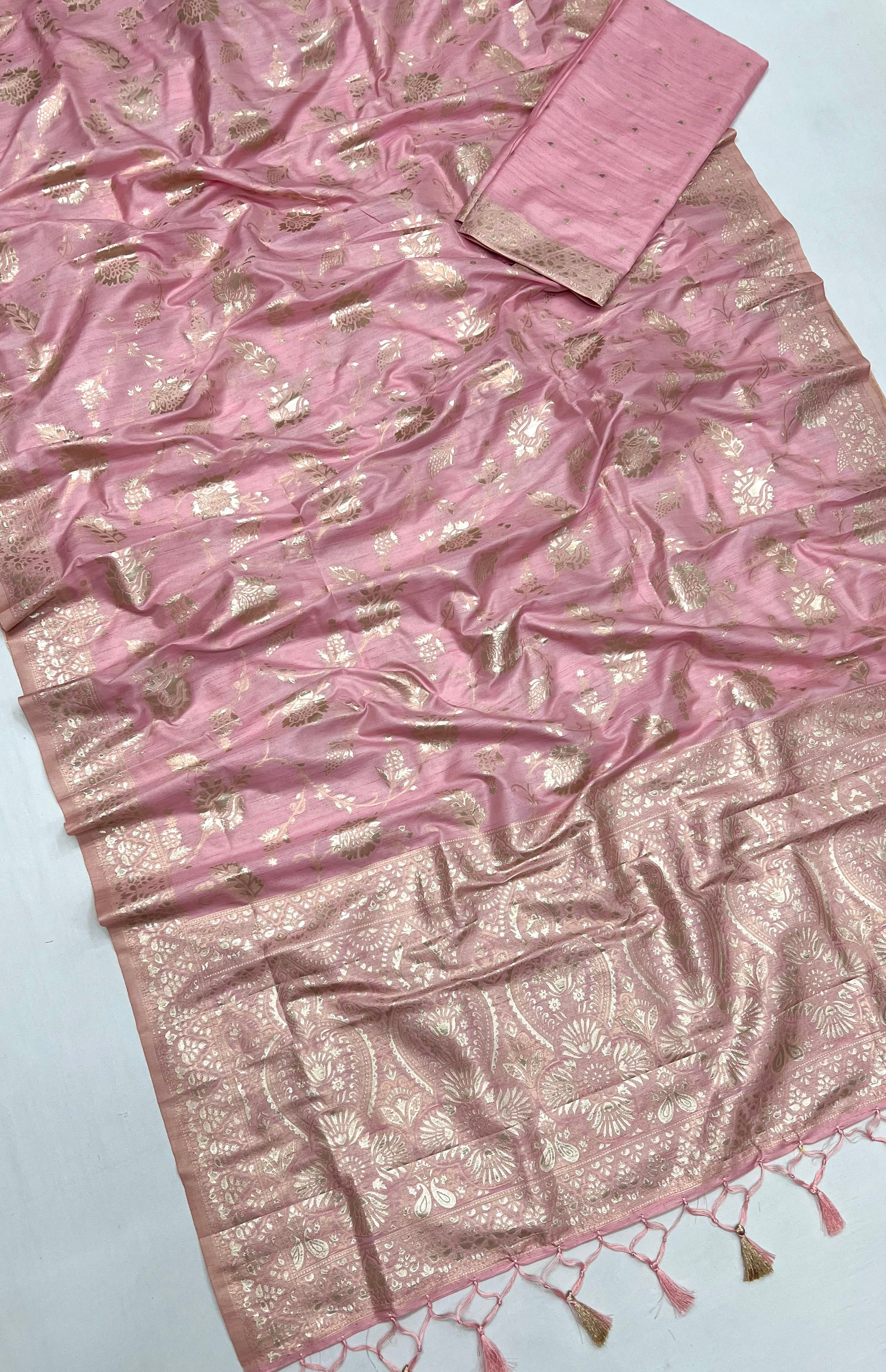 Buy MySilkLove Givry Pink Zari Woven Banarasi Saree Online