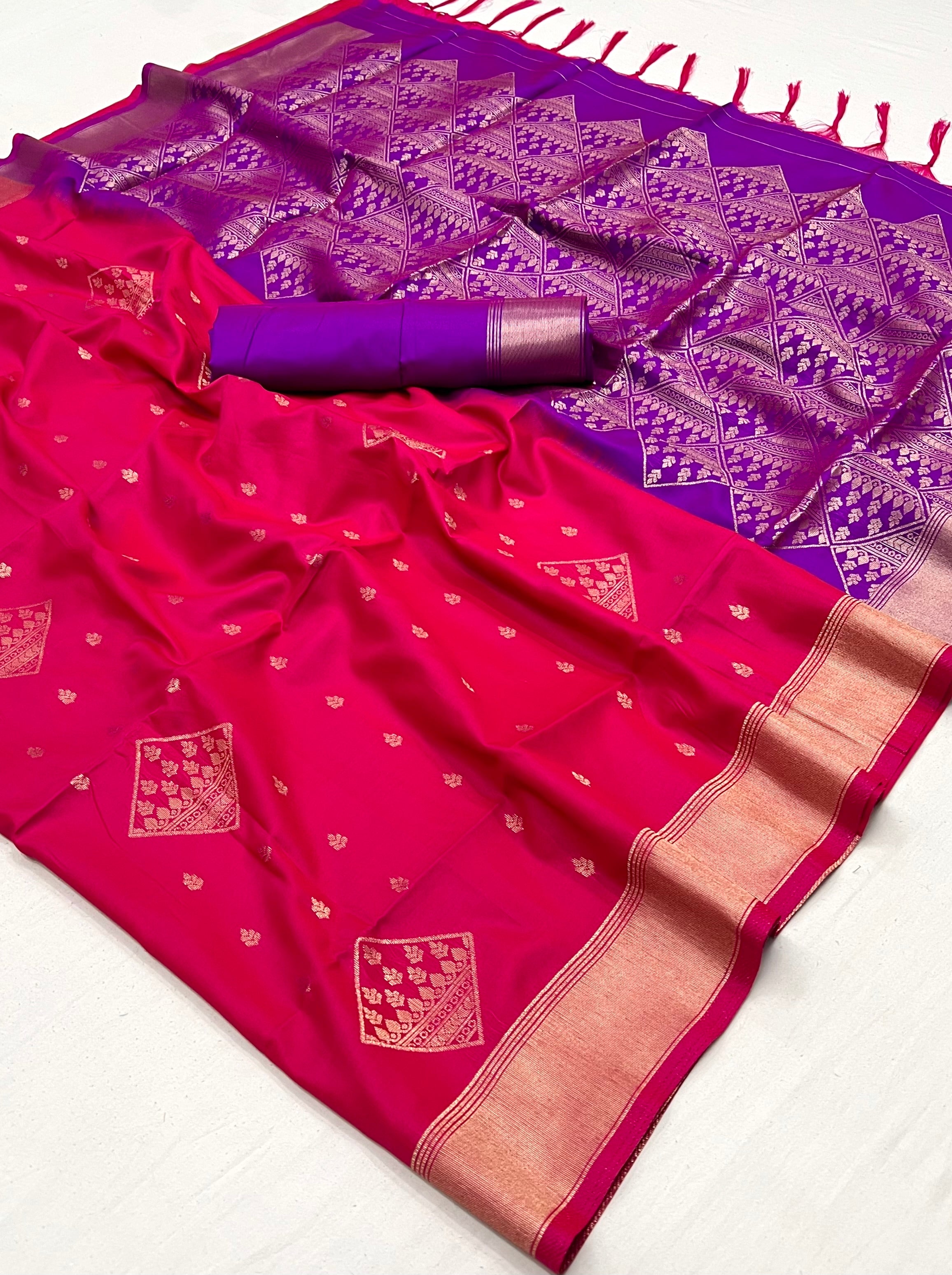 MySilkLove Jelly Pink and Purple Banarasi Handloom Saree