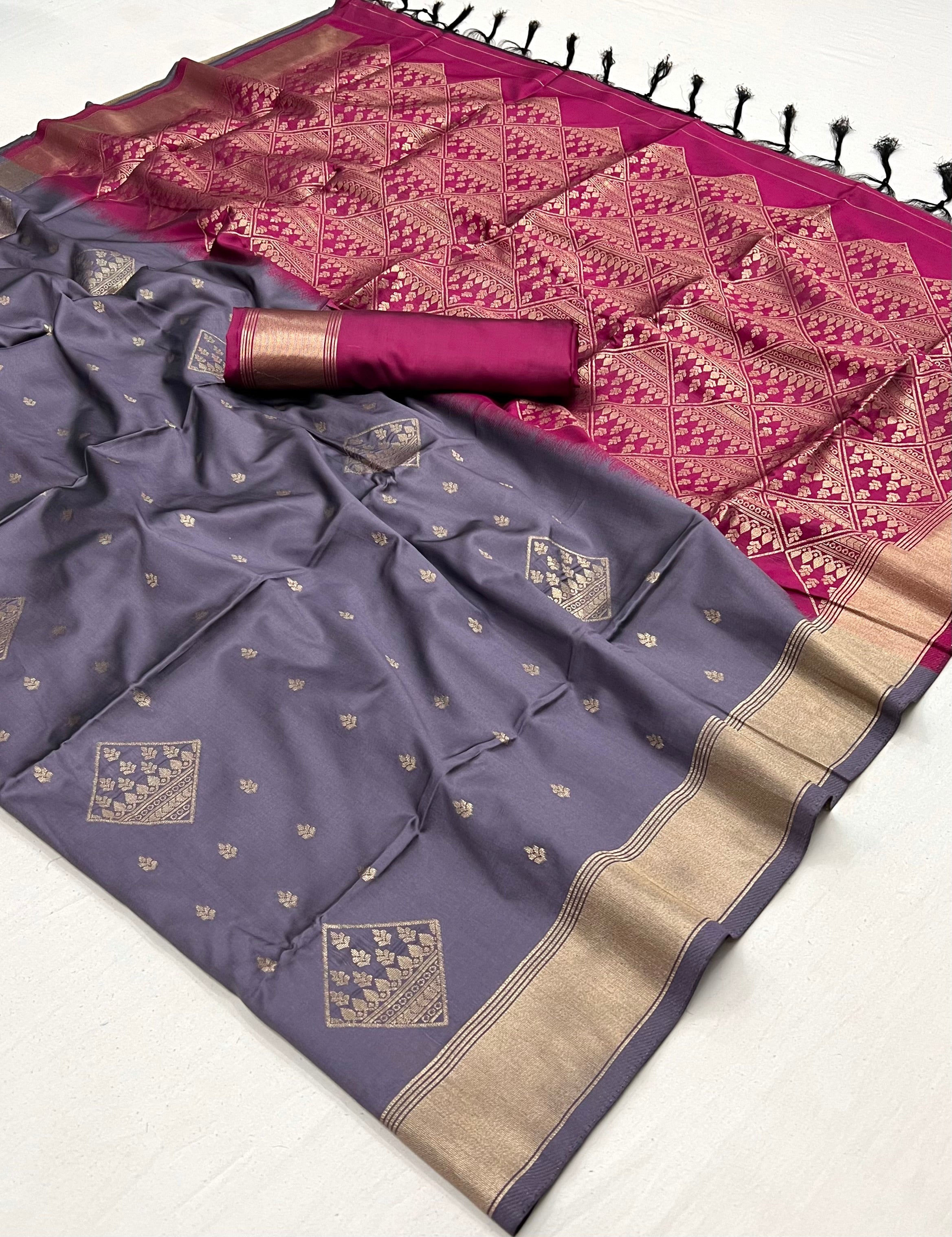 Buy MySilkLove Dark Cloudy Grey Banarasi Handloom Saree Online