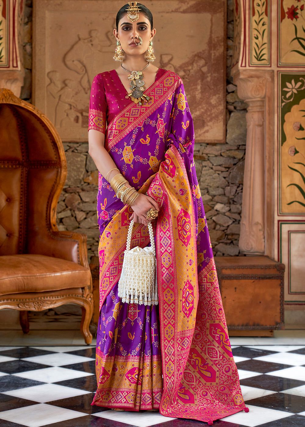 Buy MySilkLove Disco Purple Woven Banarasi Saree Online