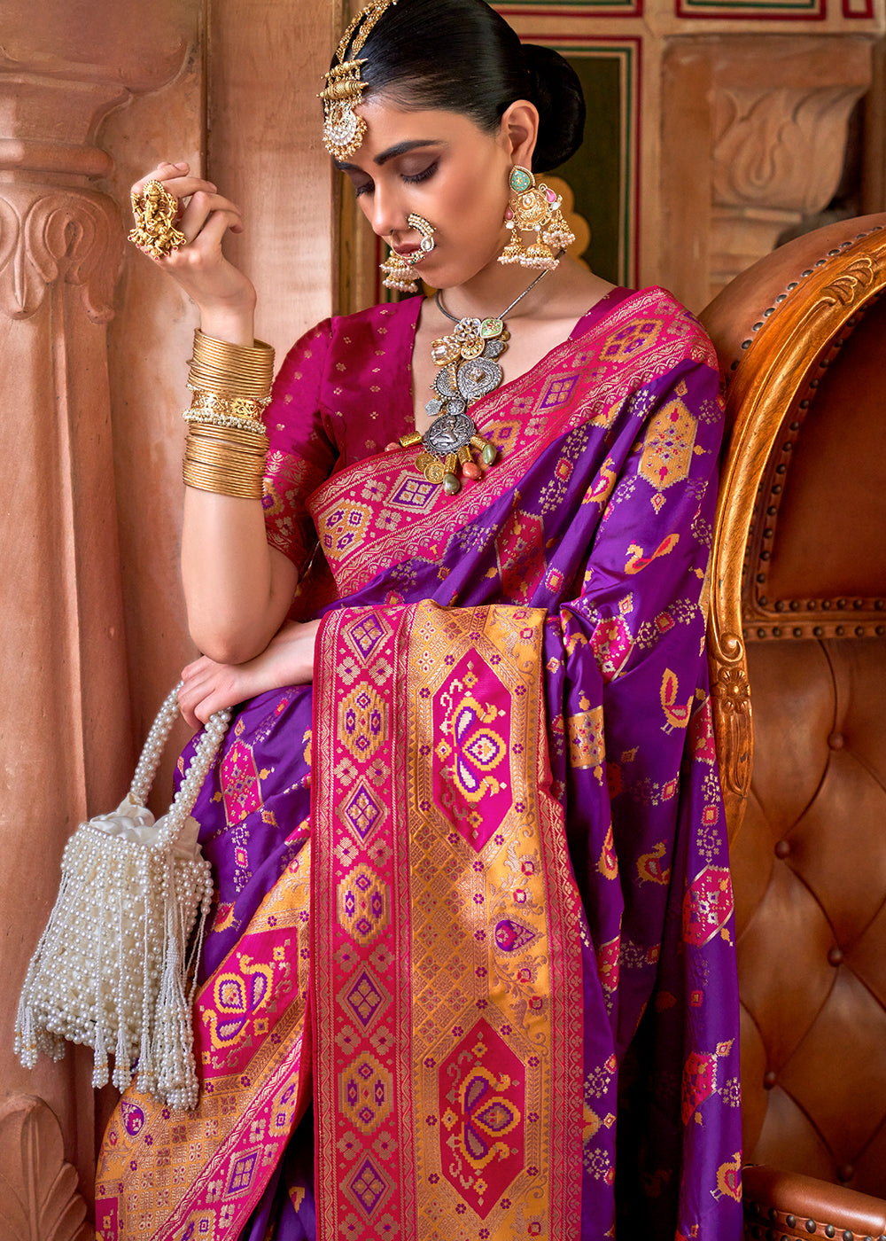 Buy MySilkLove Disco Purple Woven Banarasi Saree Online