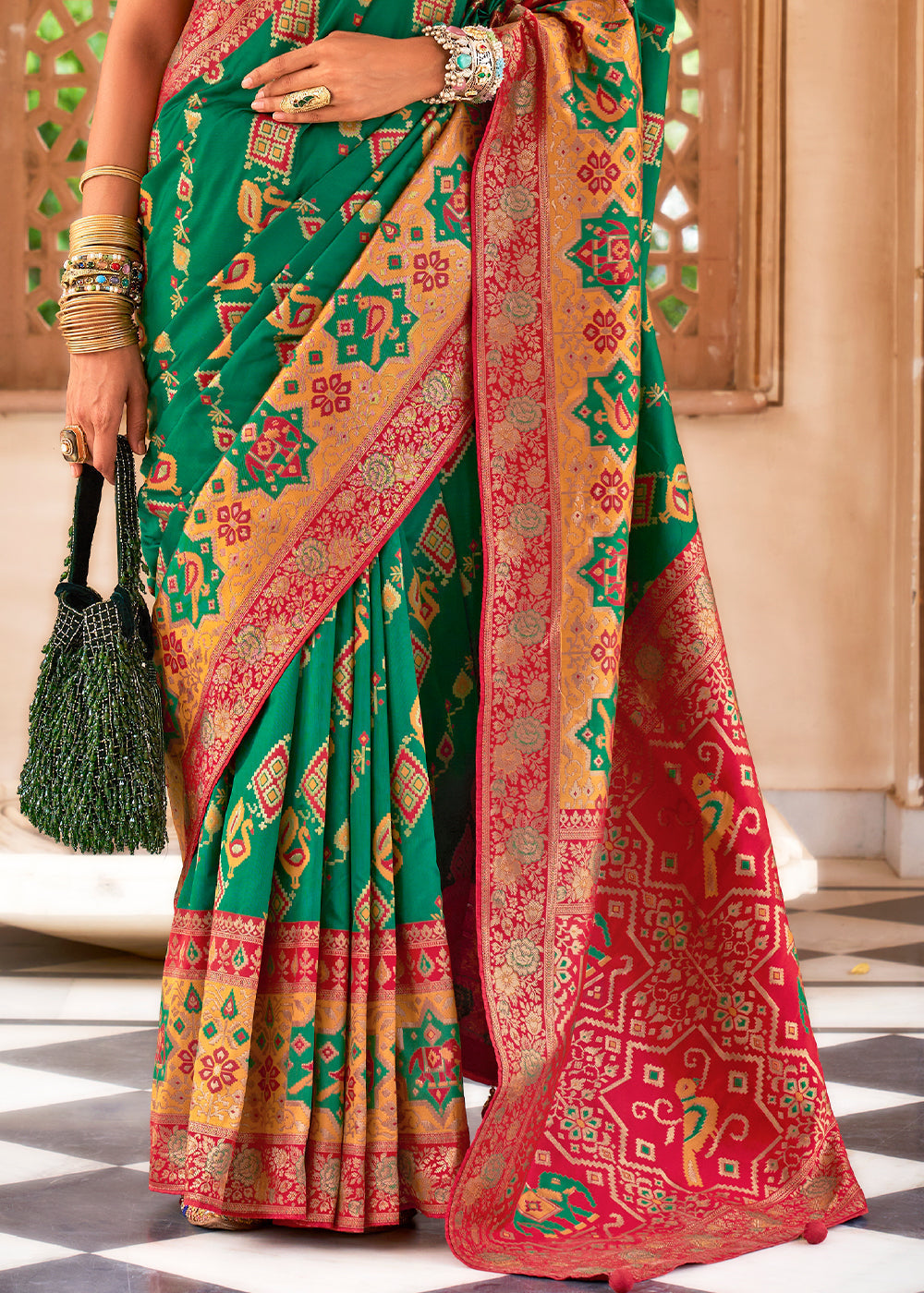 Buy MySilkLove Killarney Green Woven Banarasi Saree Online