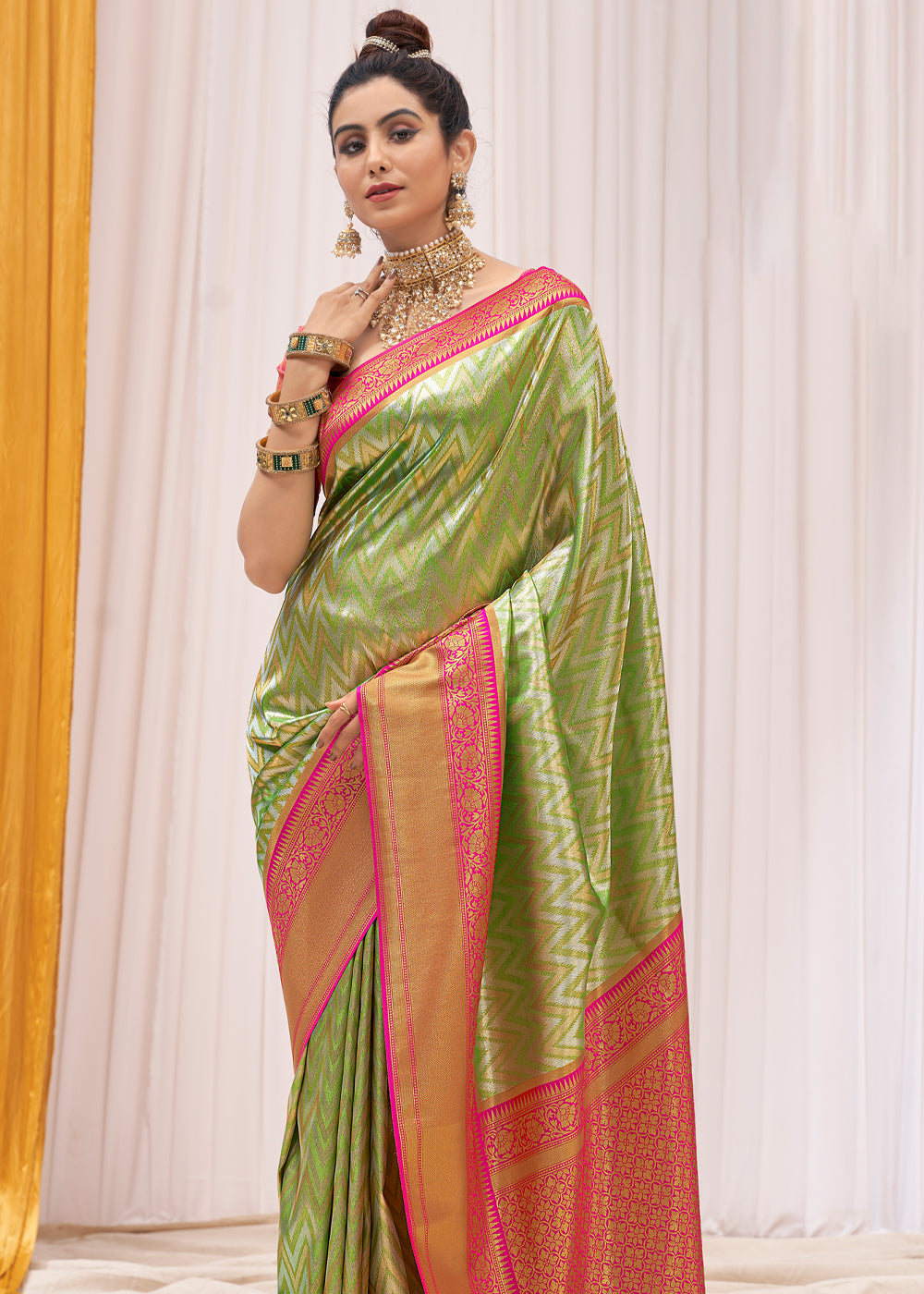 MySilkLove Misty Moss Green Woven Kanjivaram Saree