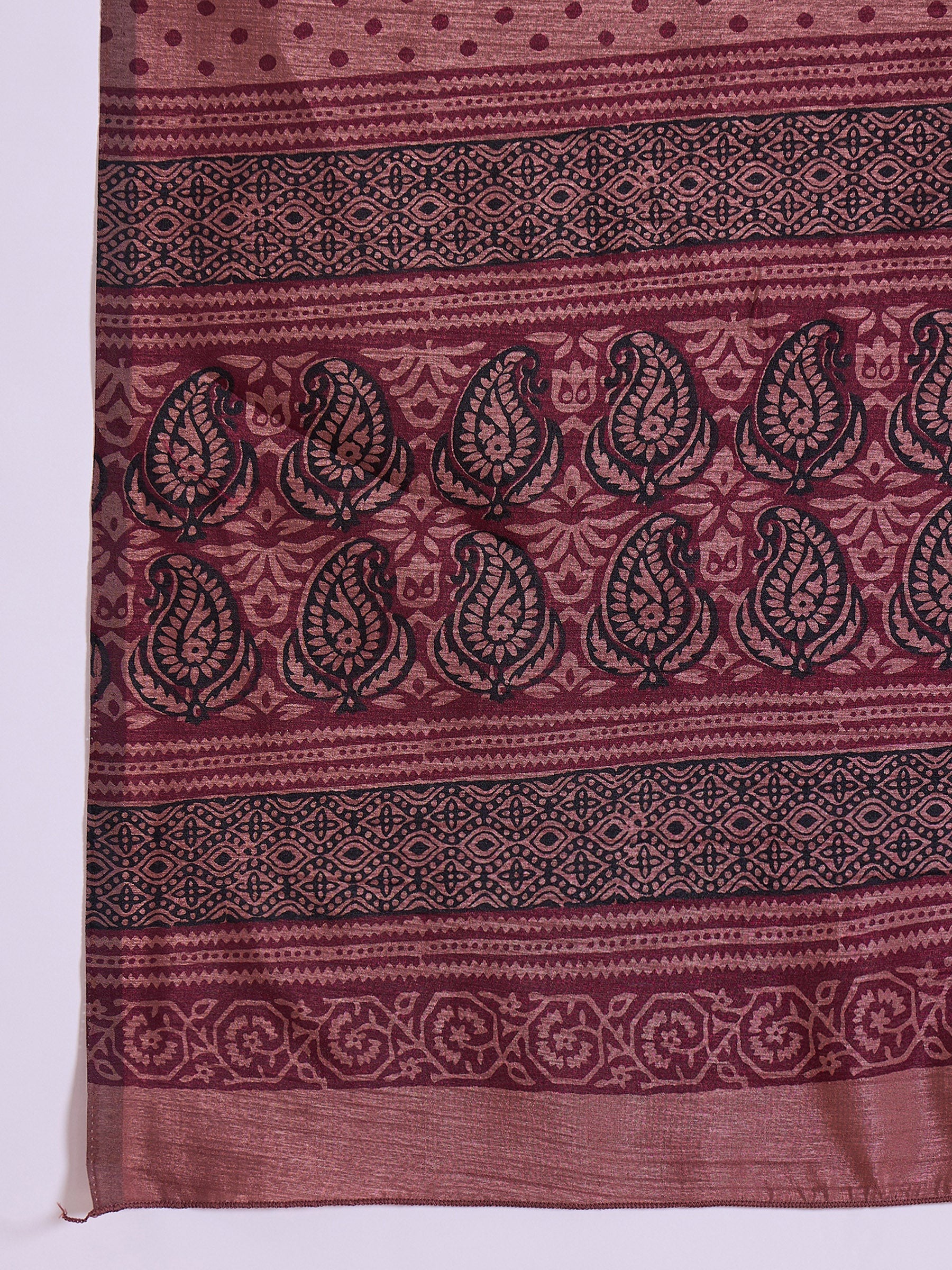 Buy MySilkLove Coffee Brown Printed Dola Silk Saree Online