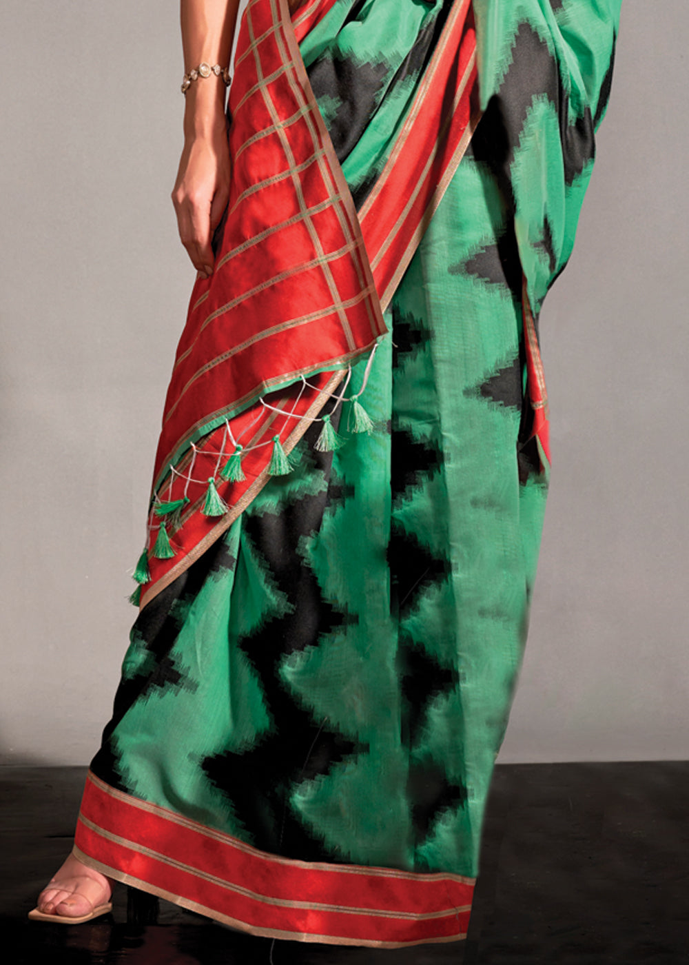 Buy MySilkLove Bright Green Woven Banarasi Soft Silk Saree Online